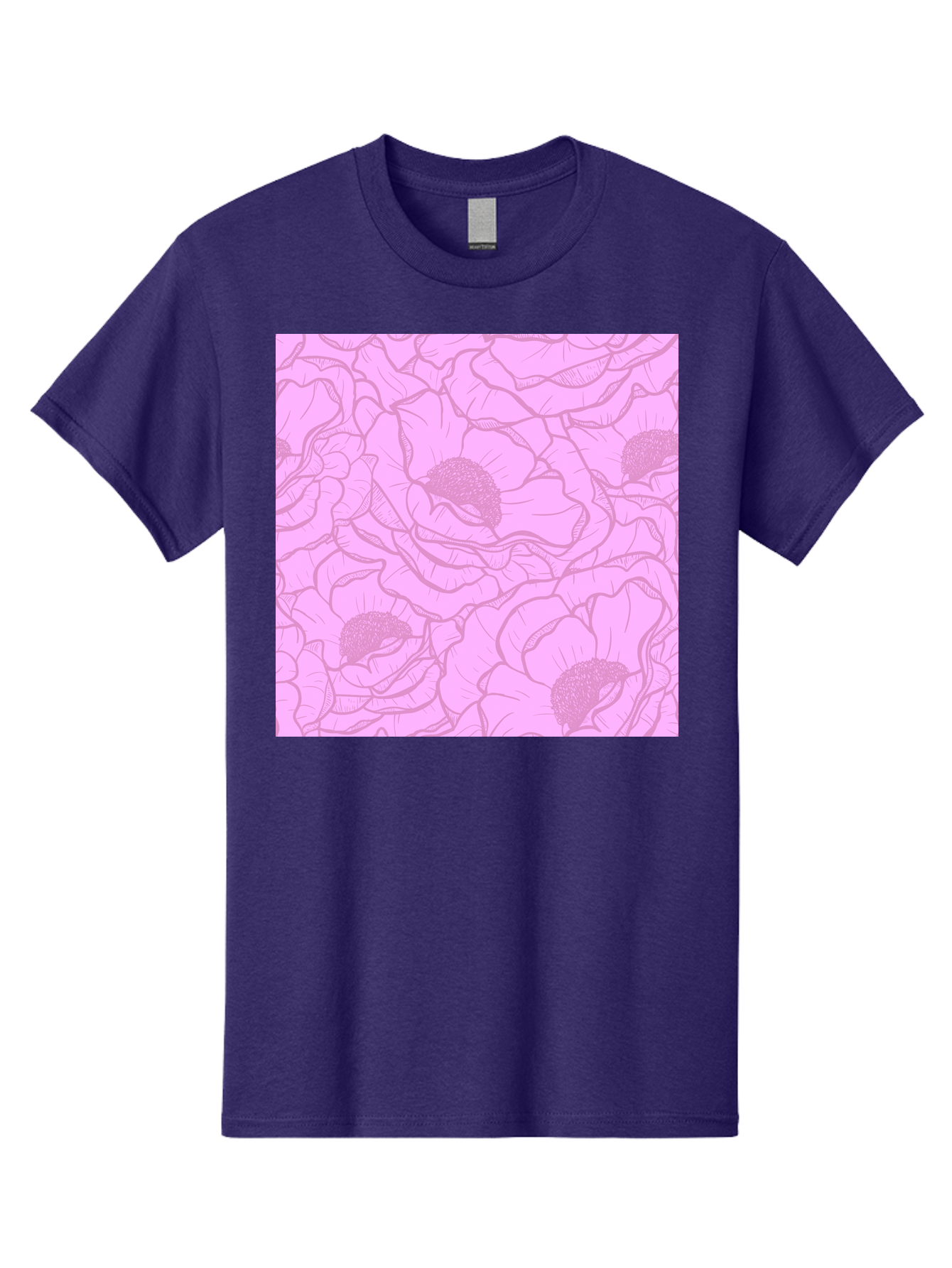 Poppies Men'S Graphic Tee, 100% Cotton, Comfortable Casual Summer Wear, Machine Washable, Pink Flowers, Floral Pattern, Delicate Petals, Intricate Details, Soft Pink Hue, Feminine Design, Bohemian Style, Wallpaper, Pastel Colors, Aac417
