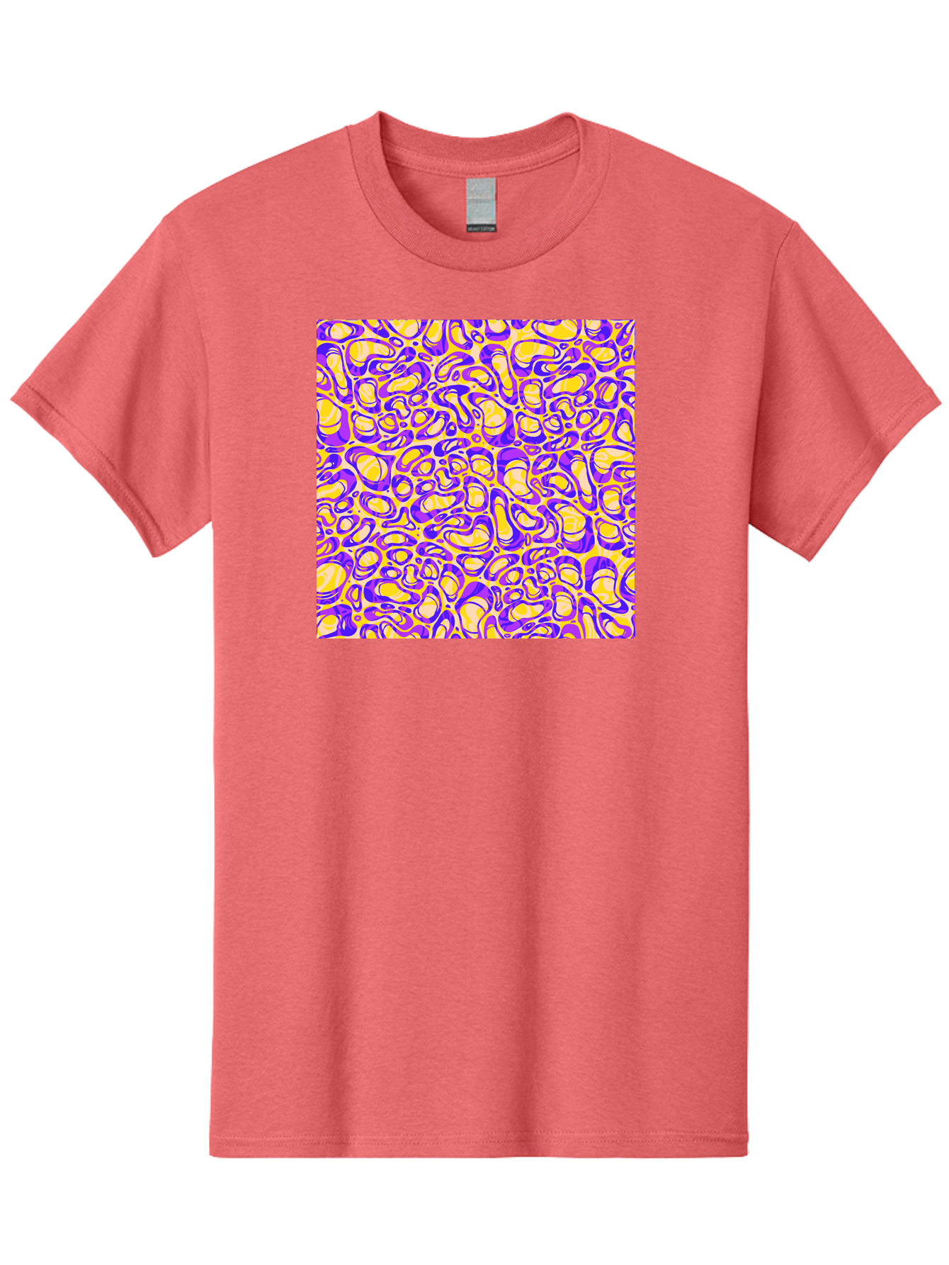 Purple-And-Yellow-Swirl Men'S Graphic Tee, 100% Cotton, Comfortable Casual Summer Wear, Machine Washable, Amethyst And Lemon Swirly Pattern, Abstract Design, Vibrant Purple, Yellow Shapes, Organic Texture, Mesmerizing Visual Effect, Aac418
