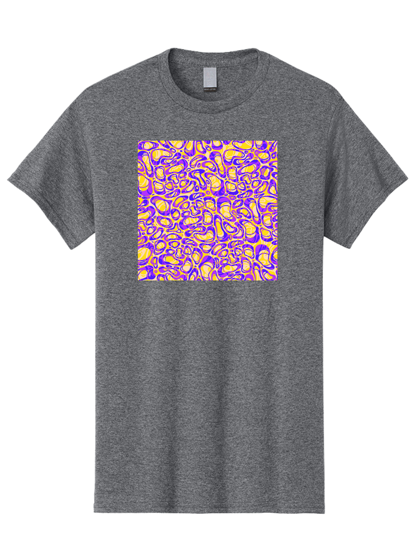 Purple-And-Yellow-Swirl Men'S Graphic Tee, 100% Cotton, Comfortable Casual Summer Wear, Machine Washable, Amethyst And Lemon Swirly Pattern, Abstract Design, Vibrant Purple, Yellow Shapes, Organic Texture, Mesmerizing Visual Effect, Aac418