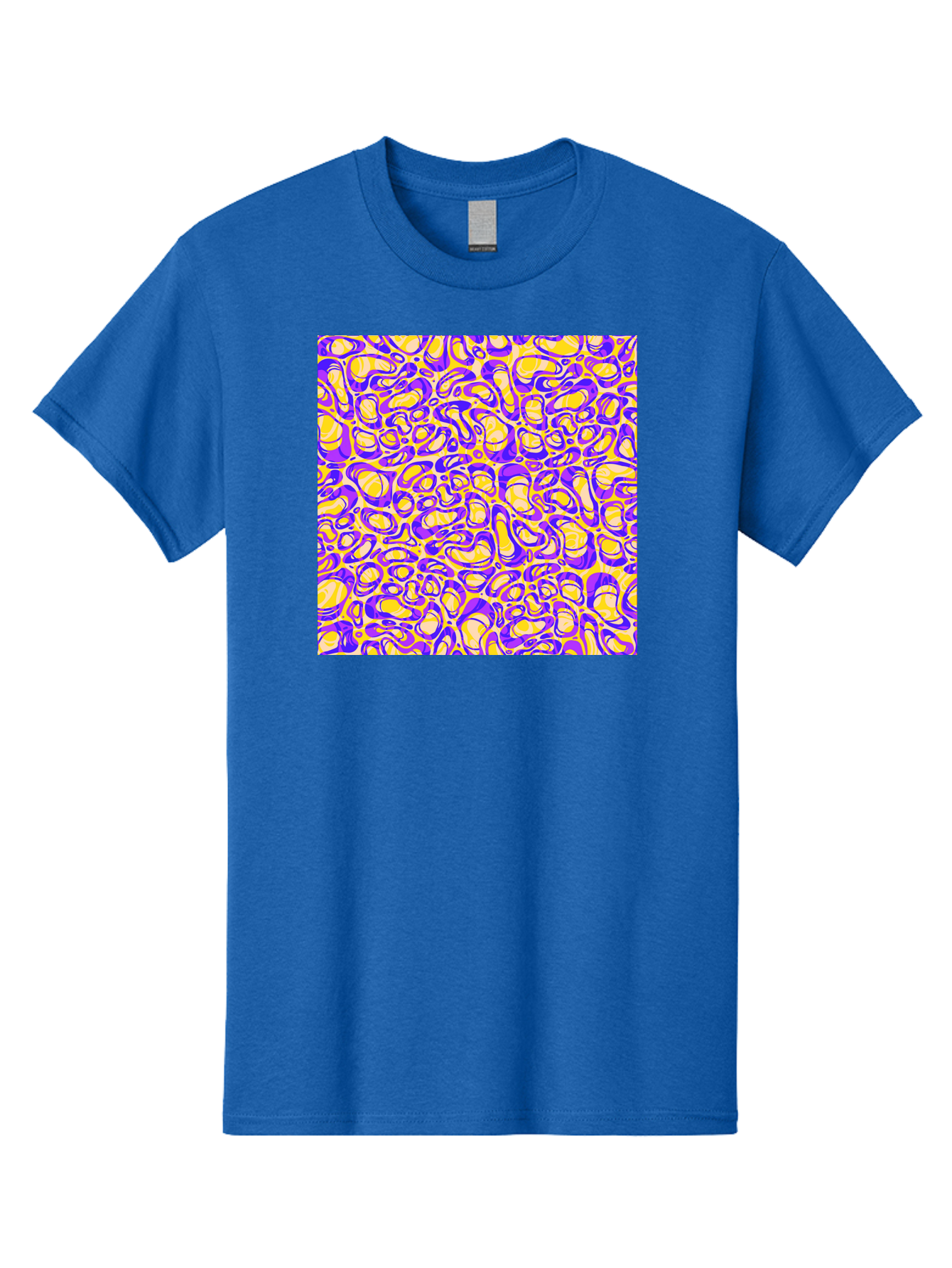 Purple-And-Yellow-Swirl Men'S Graphic Tee, 100% Cotton, Comfortable Casual Summer Wear, Machine Washable, Amethyst And Lemon Swirly Pattern, Abstract Design, Vibrant Purple, Yellow Shapes, Organic Texture, Mesmerizing Visual Effect, Aac418