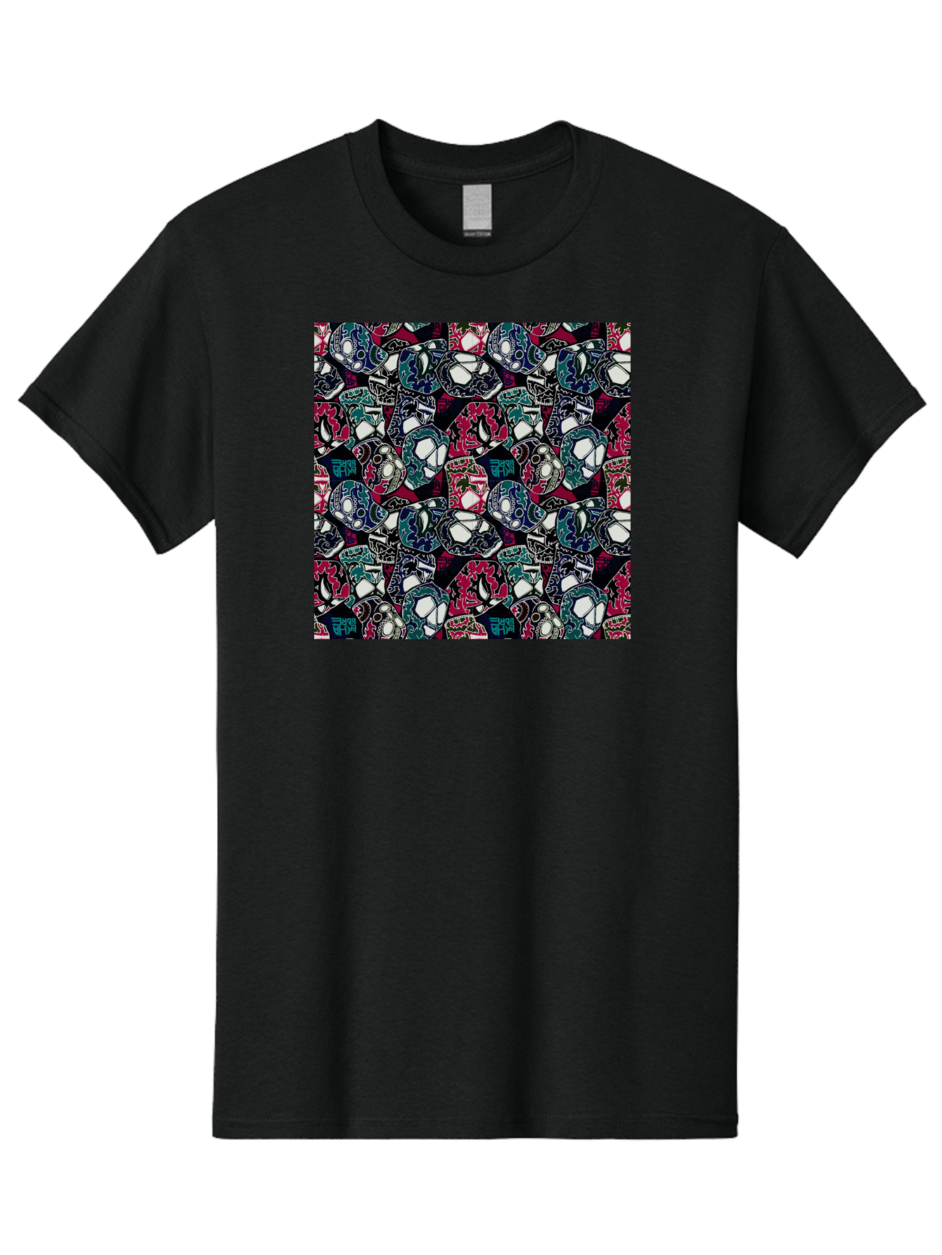 Sugar-Skull-Pattern Men'S Graphic Tee, 100% Cotton, Comfortable Casual Summer Wear, Machine Washable, Sugar Skulls, Colorful Skulls, Day Of The Dead, Mexican Culture, Ornate Designs, Floral Patterns, Vibrant Colors, Festive Atmosphere, Aac422