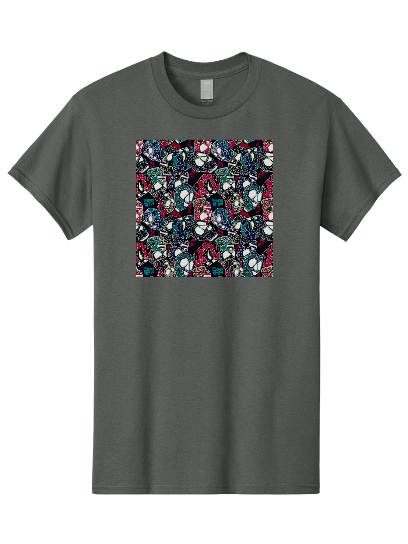 Sugar-Skull-Pattern Men'S Graphic Tee, 100% Cotton, Comfortable Casual Summer Wear, Machine Washable, Sugar Skulls, Colorful Skulls, Day Of The Dead, Mexican Culture, Ornate Designs, Floral Patterns, Vibrant Colors, Festive Atmosphere, Aac422
