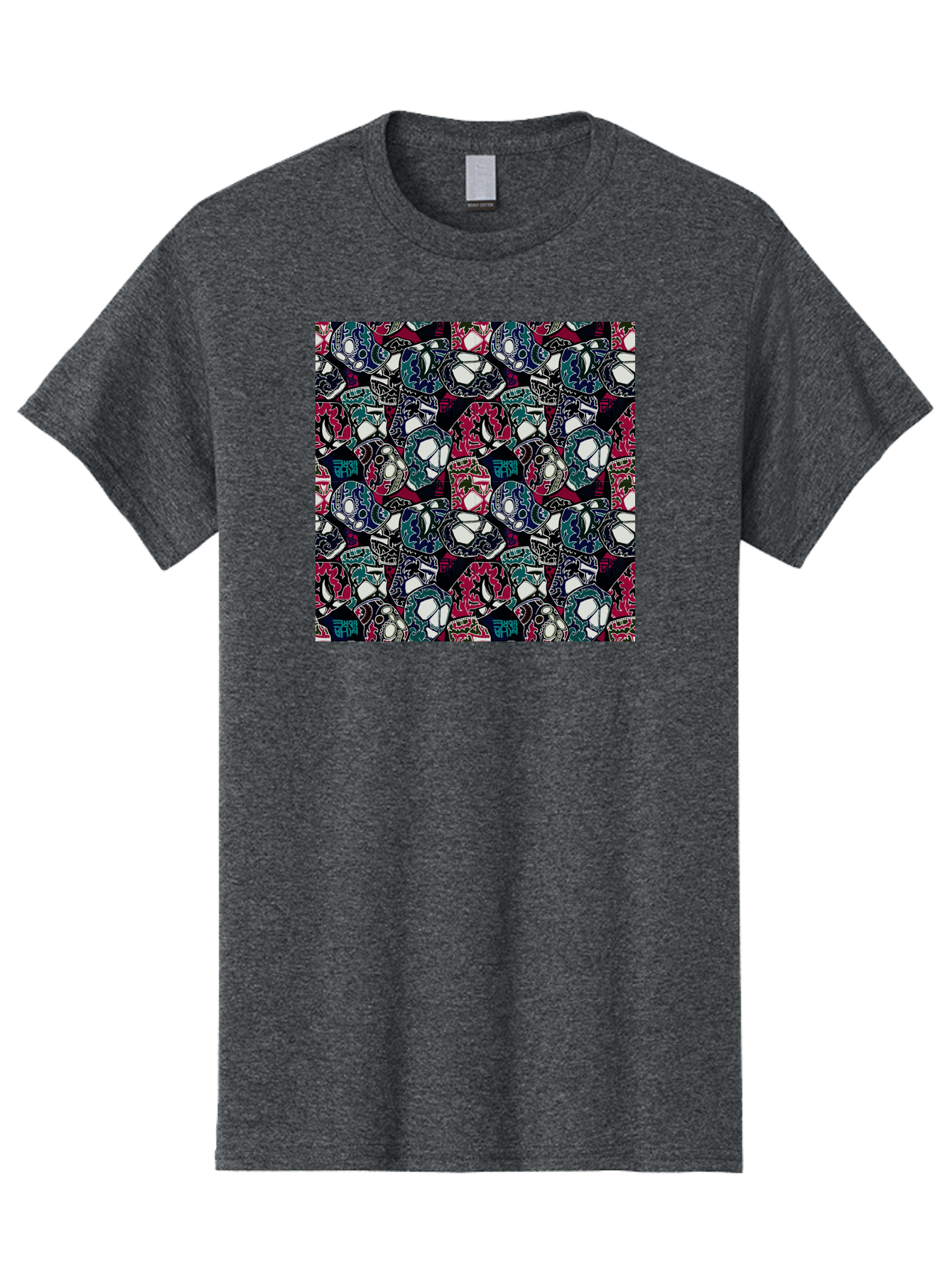 Sugar-Skull-Pattern Men'S Graphic Tee, 100% Cotton, Comfortable Casual Summer Wear, Machine Washable, Sugar Skulls, Colorful Skulls, Day Of The Dead, Mexican Culture, Ornate Designs, Floral Patterns, Vibrant Colors, Festive Atmosphere, Aac422