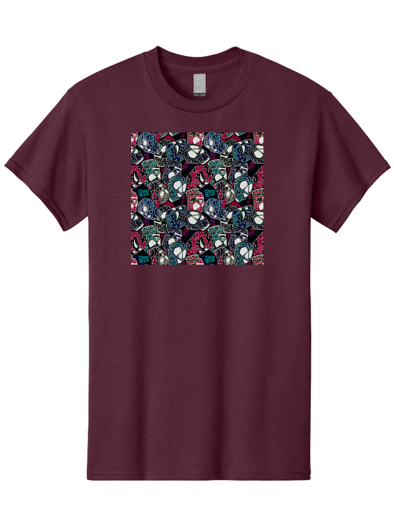 Sugar-Skull-Pattern Men'S Graphic Tee, 100% Cotton, Comfortable Casual Summer Wear, Machine Washable, Sugar Skulls, Colorful Skulls, Day Of The Dead, Mexican Culture, Ornate Designs, Floral Patterns, Vibrant Colors, Festive Atmosphere, Aac422