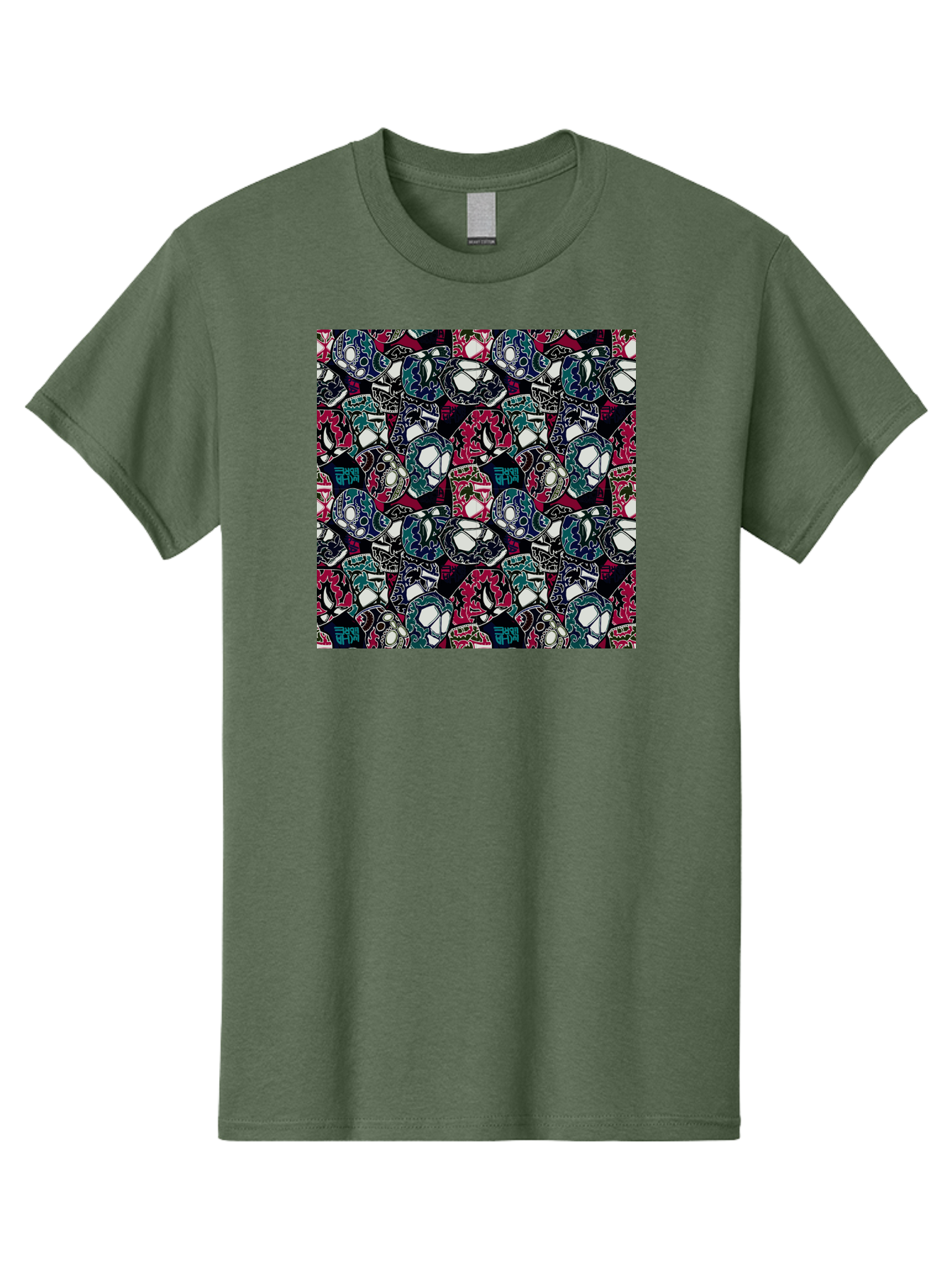 Sugar-Skull-Pattern Men'S Graphic Tee, 100% Cotton, Comfortable Casual Summer Wear, Machine Washable, Sugar Skulls, Colorful Skulls, Day Of The Dead, Mexican Culture, Ornate Designs, Floral Patterns, Vibrant Colors, Festive Atmosphere, Aac422