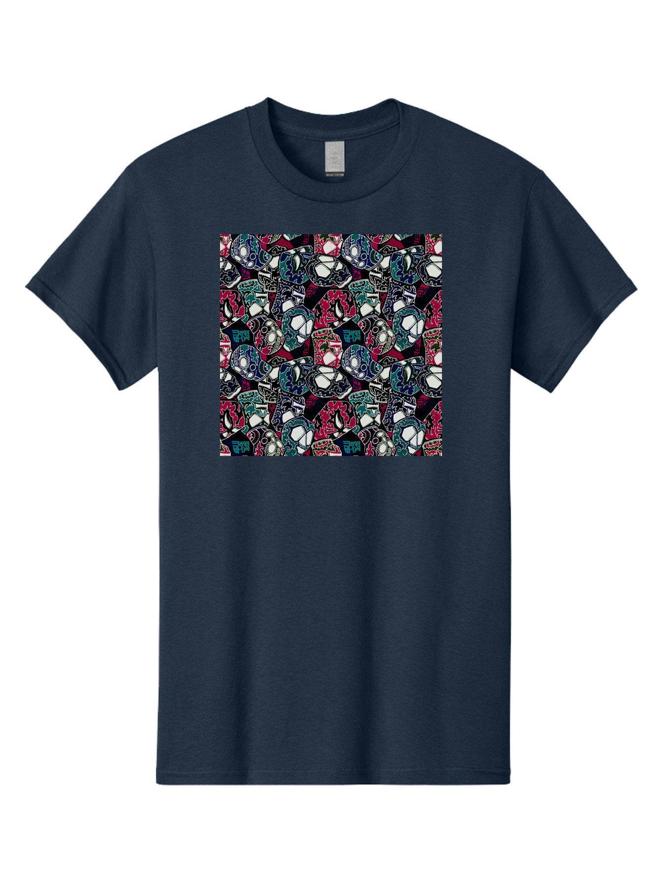 Sugar-Skull-Pattern Men'S Graphic Tee, 100% Cotton, Comfortable Casual Summer Wear, Machine Washable, Sugar Skulls, Colorful Skulls, Day Of The Dead, Mexican Culture, Ornate Designs, Floral Patterns, Vibrant Colors, Festive Atmosphere, Aac422