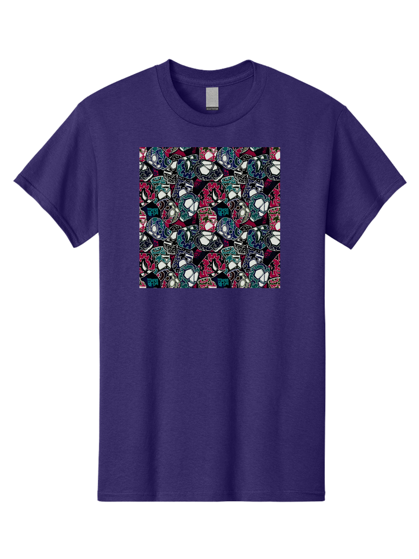 Sugar-Skull-Pattern Men'S Graphic Tee, 100% Cotton, Comfortable Casual Summer Wear, Machine Washable, Sugar Skulls, Colorful Skulls, Day Of The Dead, Mexican Culture, Ornate Designs, Floral Patterns, Vibrant Colors, Festive Atmosphere, Aac422