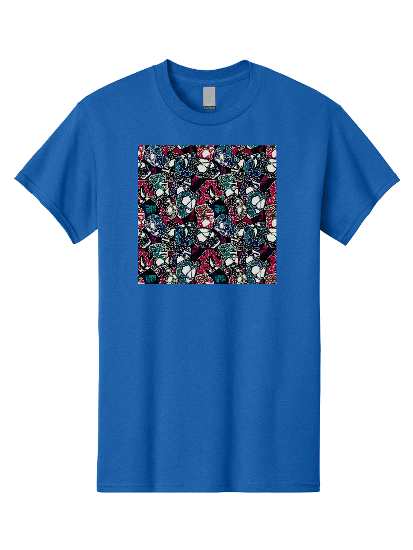 Sugar-Skull-Pattern Men'S Graphic Tee, 100% Cotton, Comfortable Casual Summer Wear, Machine Washable, Sugar Skulls, Colorful Skulls, Day Of The Dead, Mexican Culture, Ornate Designs, Floral Patterns, Vibrant Colors, Festive Atmosphere, Aac422