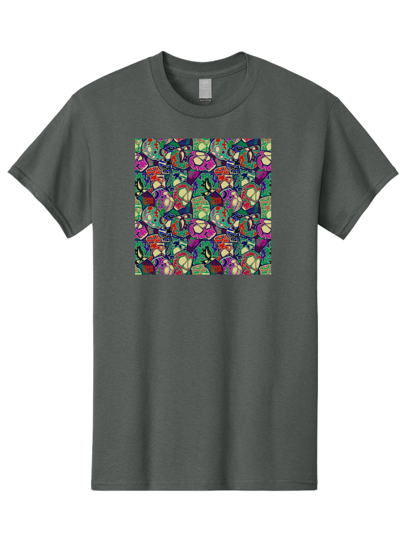 Sugar-Skulls Men'S Graphic Tee, 100% Cotton, Comfortable Casual Summer Wear, Machine Washable, Sugar Skulls, Colorful Designs, Vibrant Patterns, Dia De Los Muertos, Festive Atmosphere, Artistic Expression, Cultural Heritage, Intricate Details, Aac423