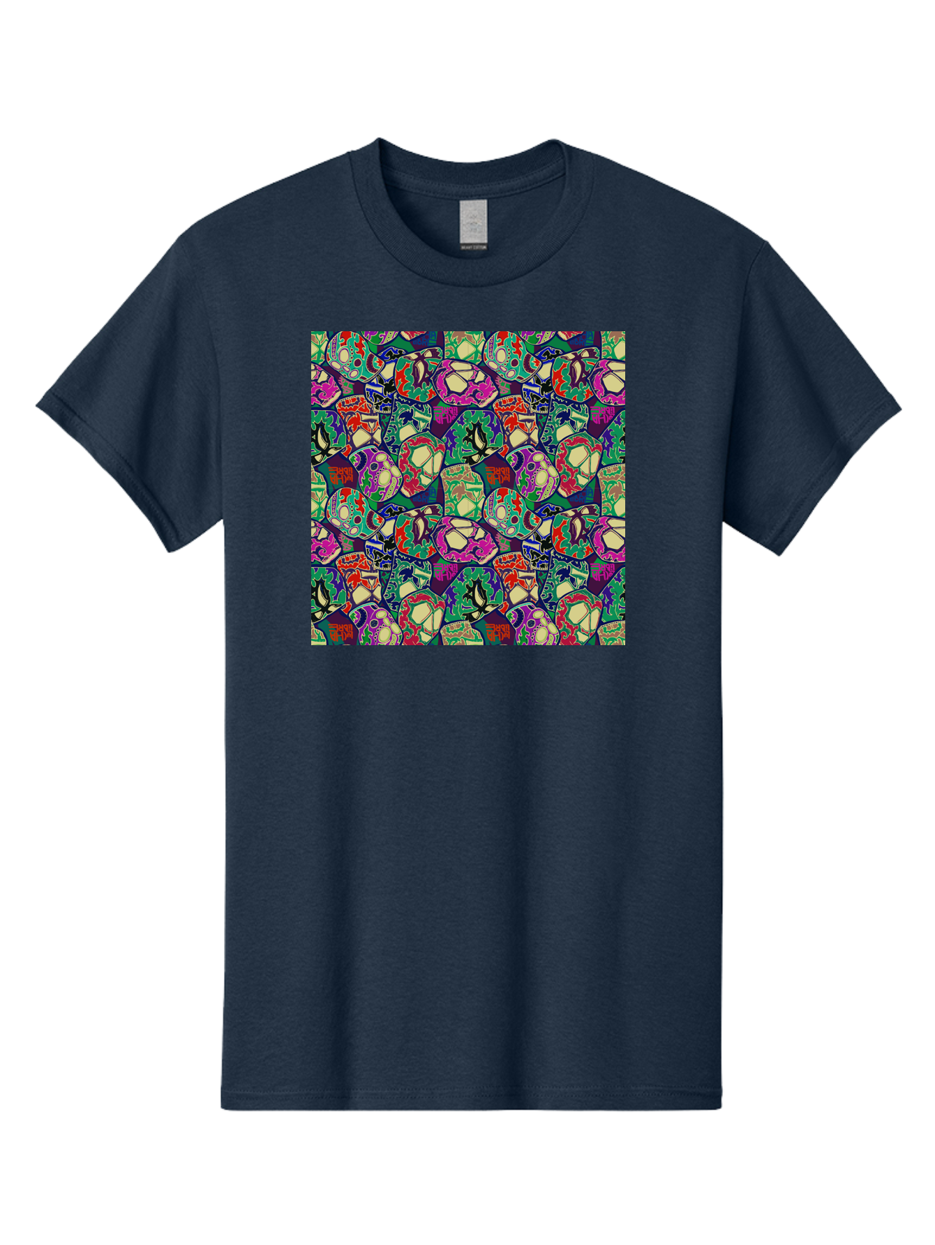 Sugar-Skulls Men'S Graphic Tee, 100% Cotton, Comfortable Casual Summer Wear, Machine Washable, Sugar Skulls, Colorful Designs, Vibrant Patterns, Dia De Los Muertos, Festive Atmosphere, Artistic Expression, Cultural Heritage, Intricate Details, Aac423