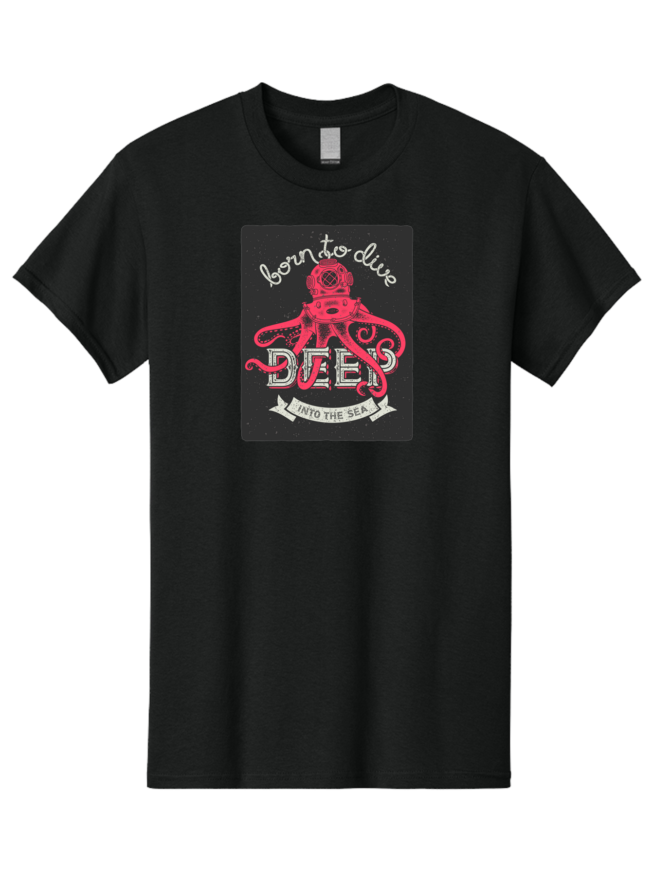 Born-To-Dive-2 Men'S Graphic Tee, 100% Cotton, Comfortable Casual Summer Wear, Machine Washable, Scuba Diver, Octopus, Underwater Adventure, Deep Sea, Diving Passion, Ocean Exploration, Sea Creatures, Nautical Art, Vintage Design Aac431