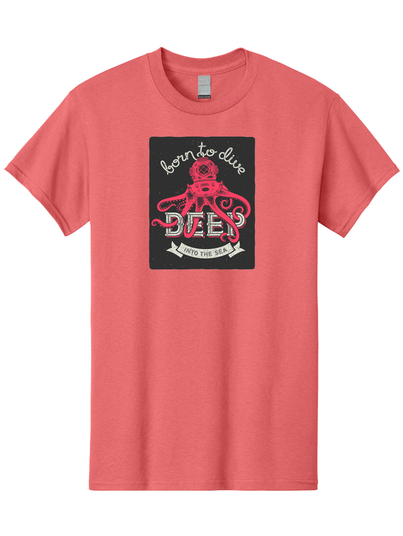 Born-To-Dive-2 Men'S Graphic Tee, 100% Cotton, Comfortable Casual Summer Wear, Machine Washable, Scuba Diver, Octopus, Underwater Adventure, Deep Sea, Diving Passion, Ocean Exploration, Sea Creatures, Nautical Art, Vintage Design Aac431