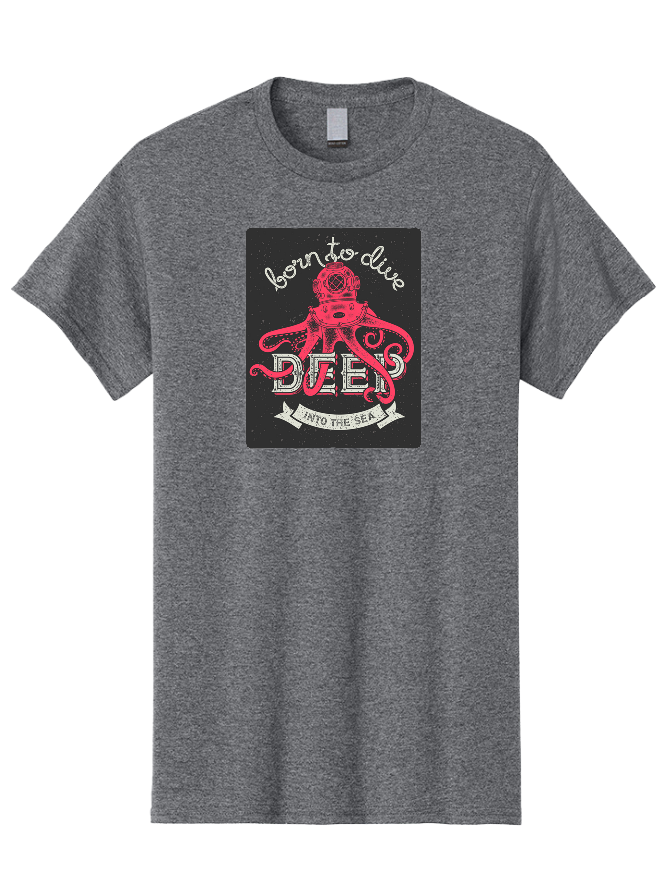 Born-To-Dive-2 Men'S Graphic Tee, 100% Cotton, Comfortable Casual Summer Wear, Machine Washable, Scuba Diver, Octopus, Underwater Adventure, Deep Sea, Diving Passion, Ocean Exploration, Sea Creatures, Nautical Art, Vintage Design Aac431