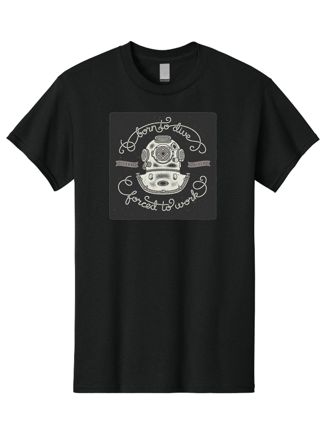 Born-To-Dive-3 Men'S Graphic Tee, 100% Cotton, Comfortable Casual Summer Wear, Machine Washable, Scuba Diver, Diving Helmet, Underwater Exploration, Ocean Adventure, Vintage Diving Gear, Motivational Quote, Typography Art, Nautical Theme, Aac432