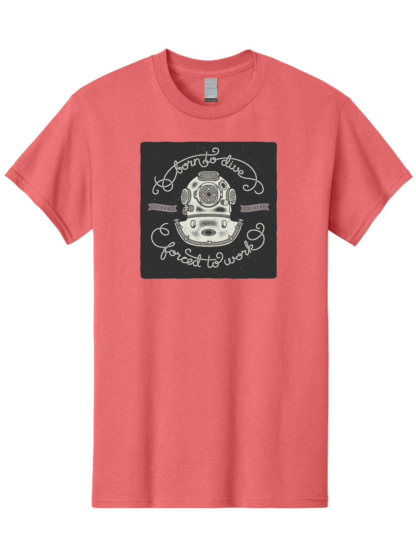 Born-To-Dive-3 Men'S Graphic Tee, 100% Cotton, Comfortable Casual Summer Wear, Machine Washable, Scuba Diver, Diving Helmet, Underwater Exploration, Ocean Adventure, Vintage Diving Gear, Motivational Quote, Typography Art, Nautical Theme, Aac432