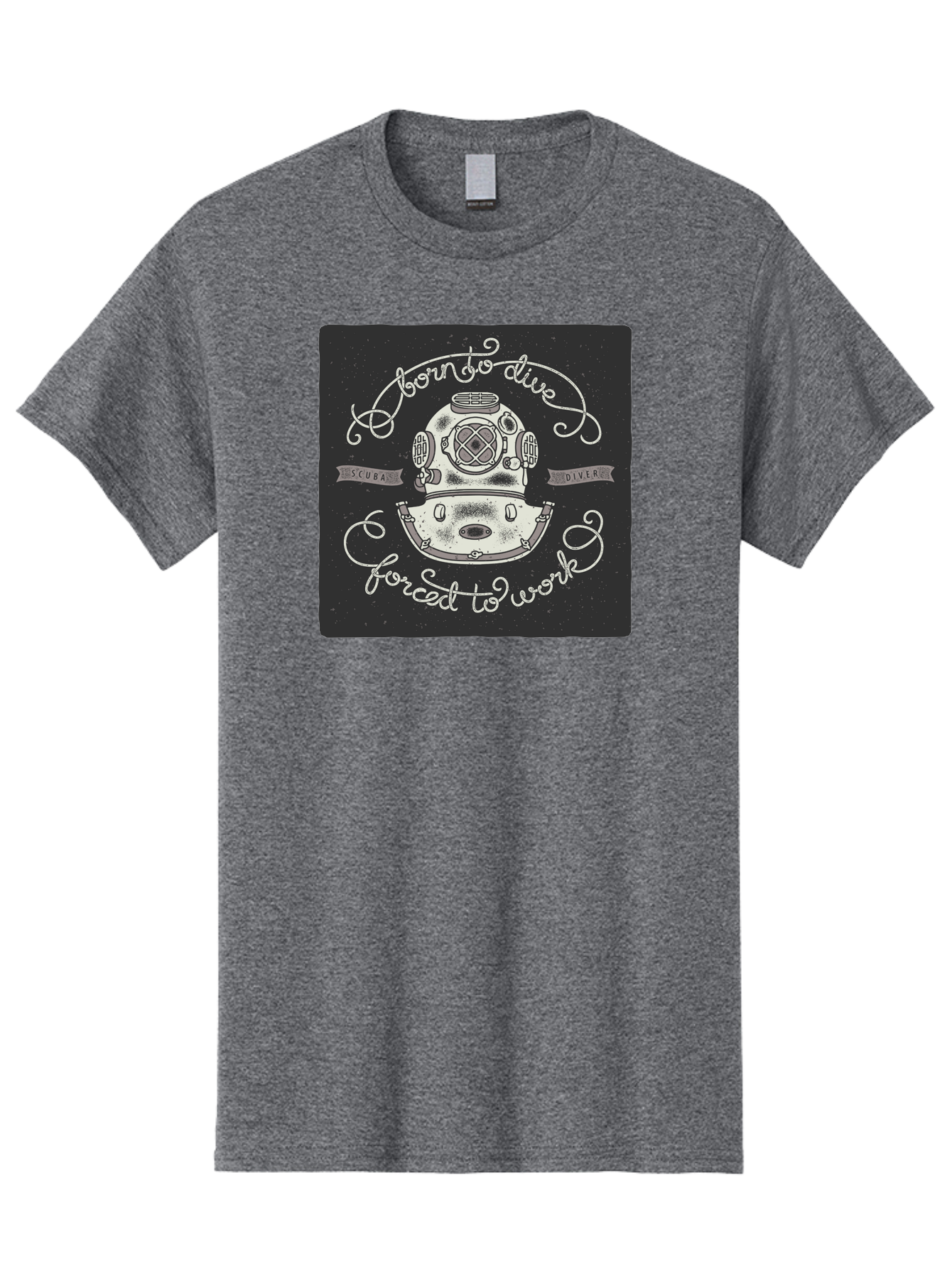 Born-To-Dive-3 Men'S Graphic Tee, 100% Cotton, Comfortable Casual Summer Wear, Machine Washable, Scuba Diver, Diving Helmet, Underwater Exploration, Ocean Adventure, Vintage Diving Gear, Motivational Quote, Typography Art, Nautical Theme, Aac432