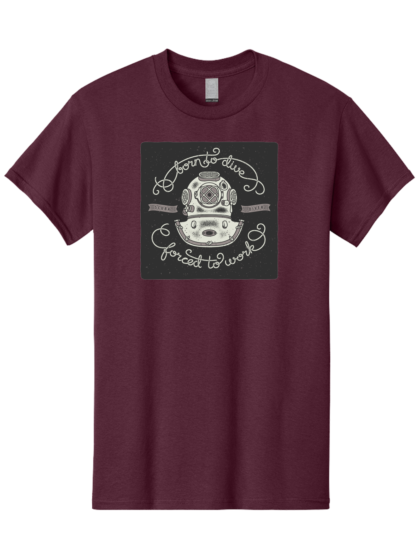 Born-To-Dive-3 Men'S Graphic Tee, 100% Cotton, Comfortable Casual Summer Wear, Machine Washable, Scuba Diver, Diving Helmet, Underwater Exploration, Ocean Adventure, Vintage Diving Gear, Motivational Quote, Typography Art, Nautical Theme, Aac432