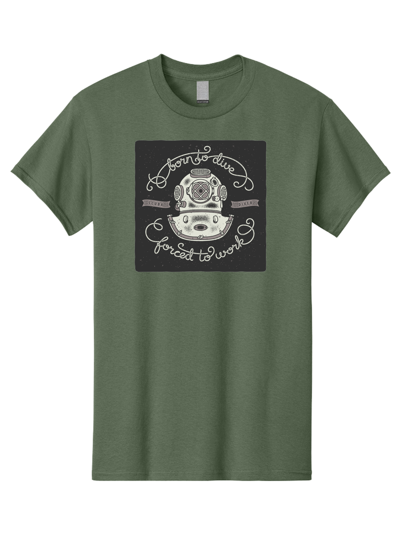 Born-To-Dive-3 Men'S Graphic Tee, 100% Cotton, Comfortable Casual Summer Wear, Machine Washable, Scuba Diver, Diving Helmet, Underwater Exploration, Ocean Adventure, Vintage Diving Gear, Motivational Quote, Typography Art, Nautical Theme, Aac432