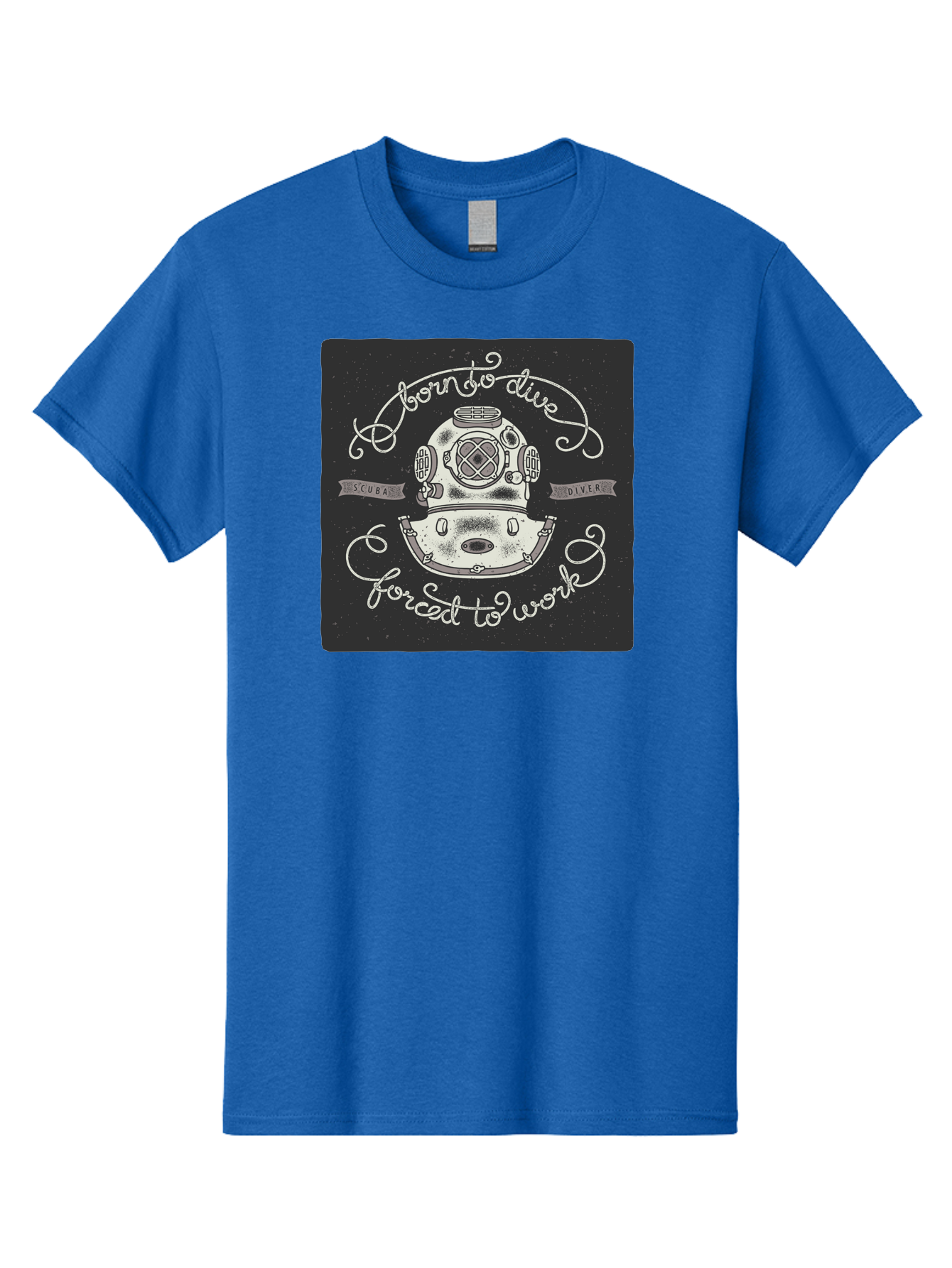 Born-To-Dive-3 Men'S Graphic Tee, 100% Cotton, Comfortable Casual Summer Wear, Machine Washable, Scuba Diver, Diving Helmet, Underwater Exploration, Ocean Adventure, Vintage Diving Gear, Motivational Quote, Typography Art, Nautical Theme, Aac432