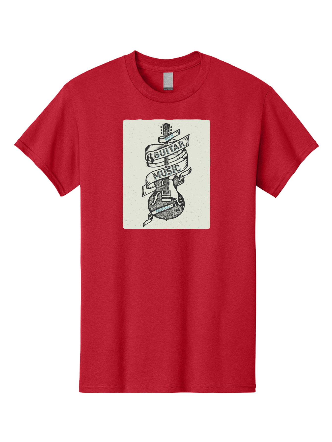 Guitar-Music-Festival Men'S Graphic Tee, 100% Cotton, Comfortable Casual Summer Wear, Machine Washable, Guitar Music Festival, Electric Guitar, Rock Music, Hand-Drawn Illustration, Festival Banner, Music Event, Guitar Art Aac437