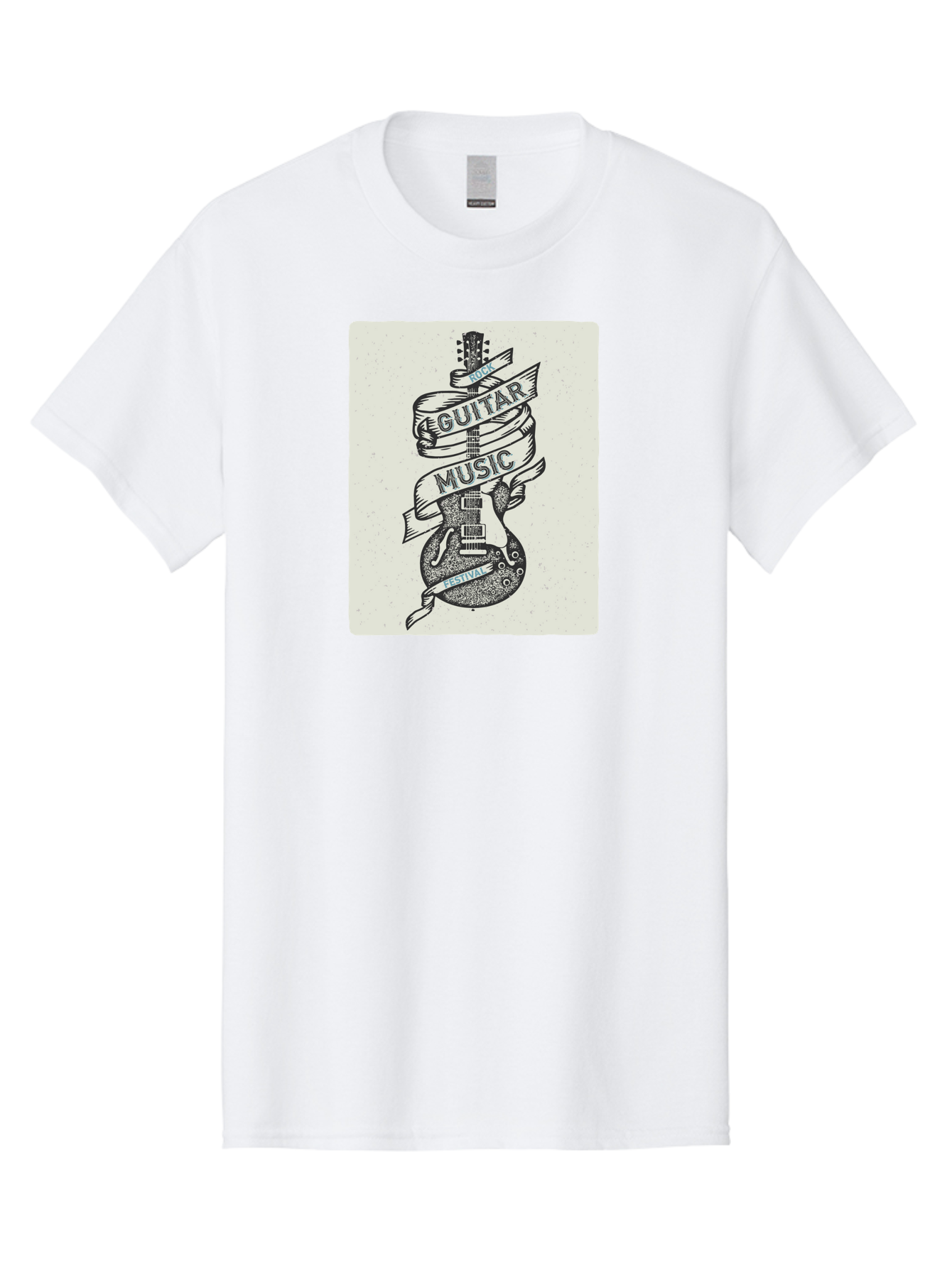 Guitar-Music-Festival Men'S Graphic Tee, 100% Cotton, Comfortable Casual Summer Wear, Machine Washable, Guitar Music Festival, Electric Guitar, Rock Music, Hand-Drawn Illustration, Festival Banner, Music Event, Guitar Art Aac437