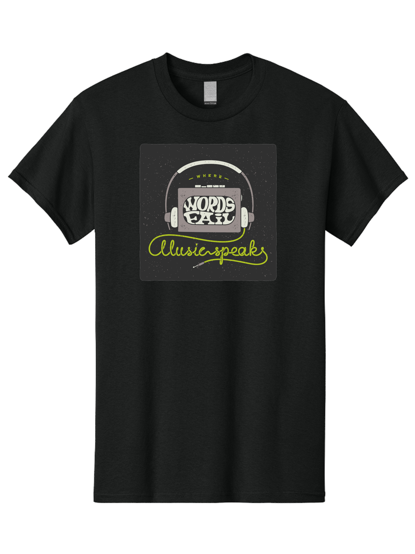 Where-Words-Fail-Music-Speaks Men'S Graphic Tee, 100% Cotton, Comfortable Casual Summer Wear, Machine Washable, Music Inspiration, Emotional Expression, Creative Quotes, Motivational Phrases, Where Words Fail Music Speaks, Aac441