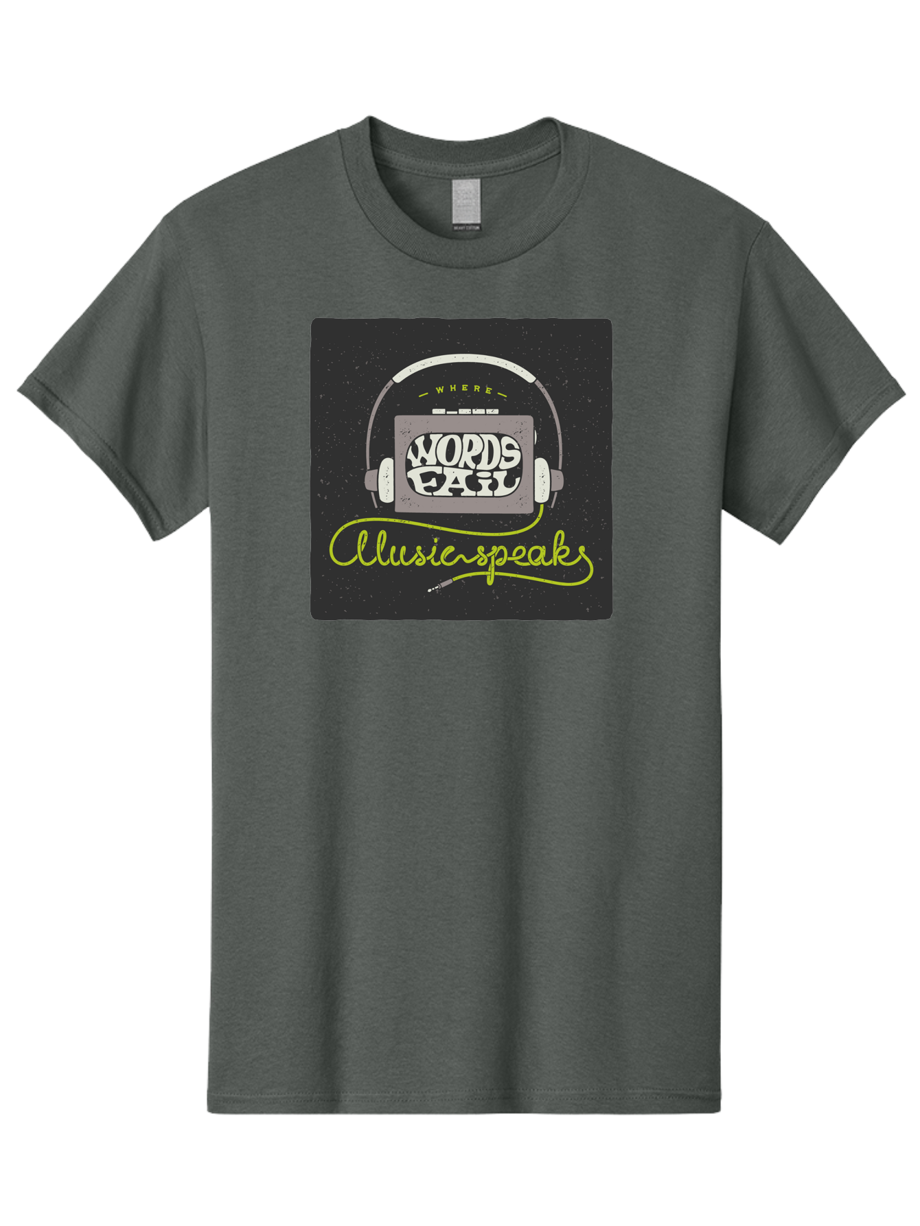 Where-Words-Fail-Music-Speaks Men'S Graphic Tee, 100% Cotton, Comfortable Casual Summer Wear, Machine Washable, Music Inspiration, Emotional Expression, Creative Quotes, Motivational Phrases, Where Words Fail Music Speaks, Aac441