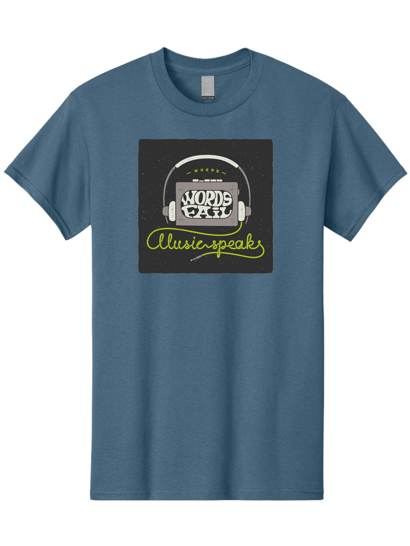 Where-Words-Fail-Music-Speaks Men'S Graphic Tee, 100% Cotton, Comfortable Casual Summer Wear, Machine Washable, Music Inspiration, Emotional Expression, Creative Quotes, Motivational Phrases, Where Words Fail Music Speaks, Aac441