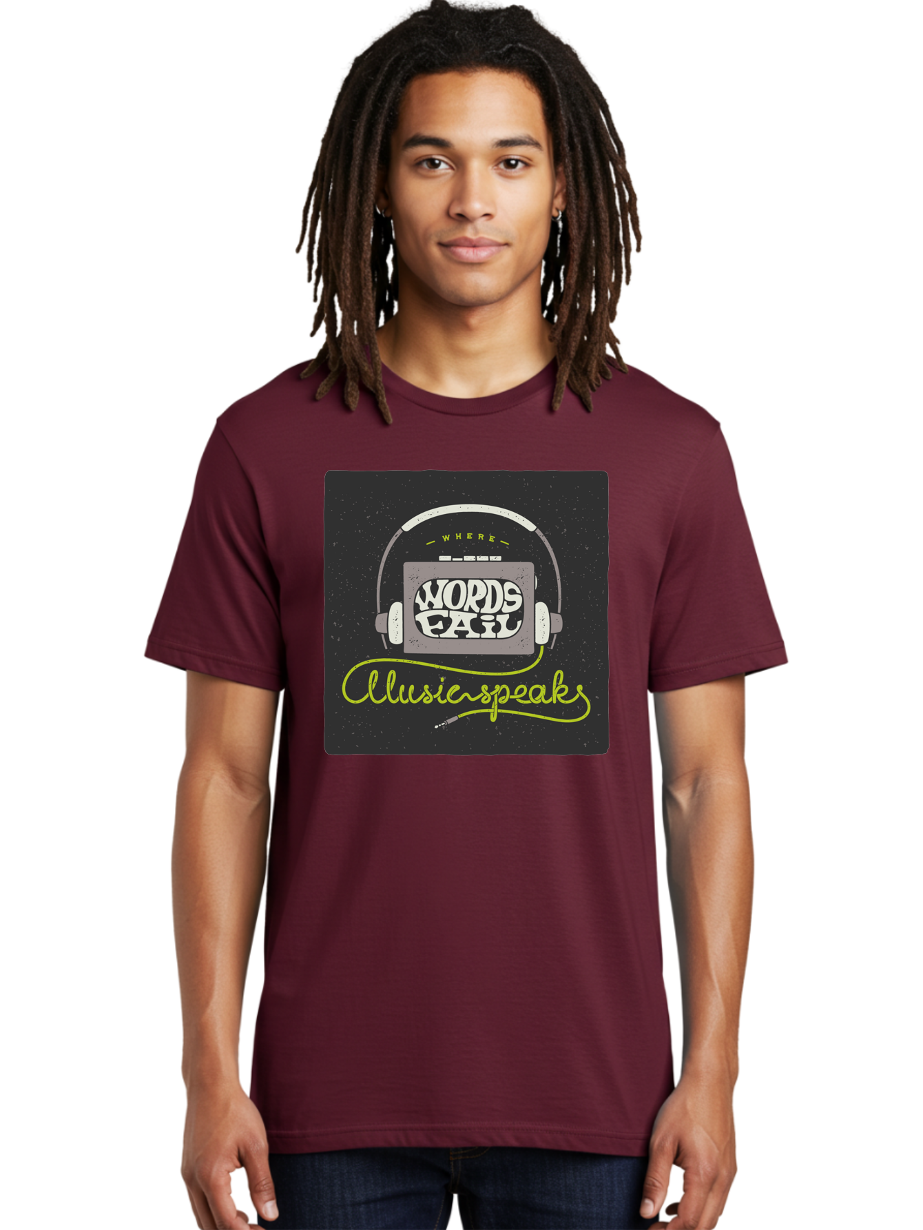 Where-Words-Fail-Music-Speaks Men'S Graphic Tee, 100% Cotton, Comfortable Casual Summer Wear, Machine Washable, Music Inspiration, Emotional Expression, Creative Quotes, Motivational Phrases, Where Words Fail Music Speaks, Aac441