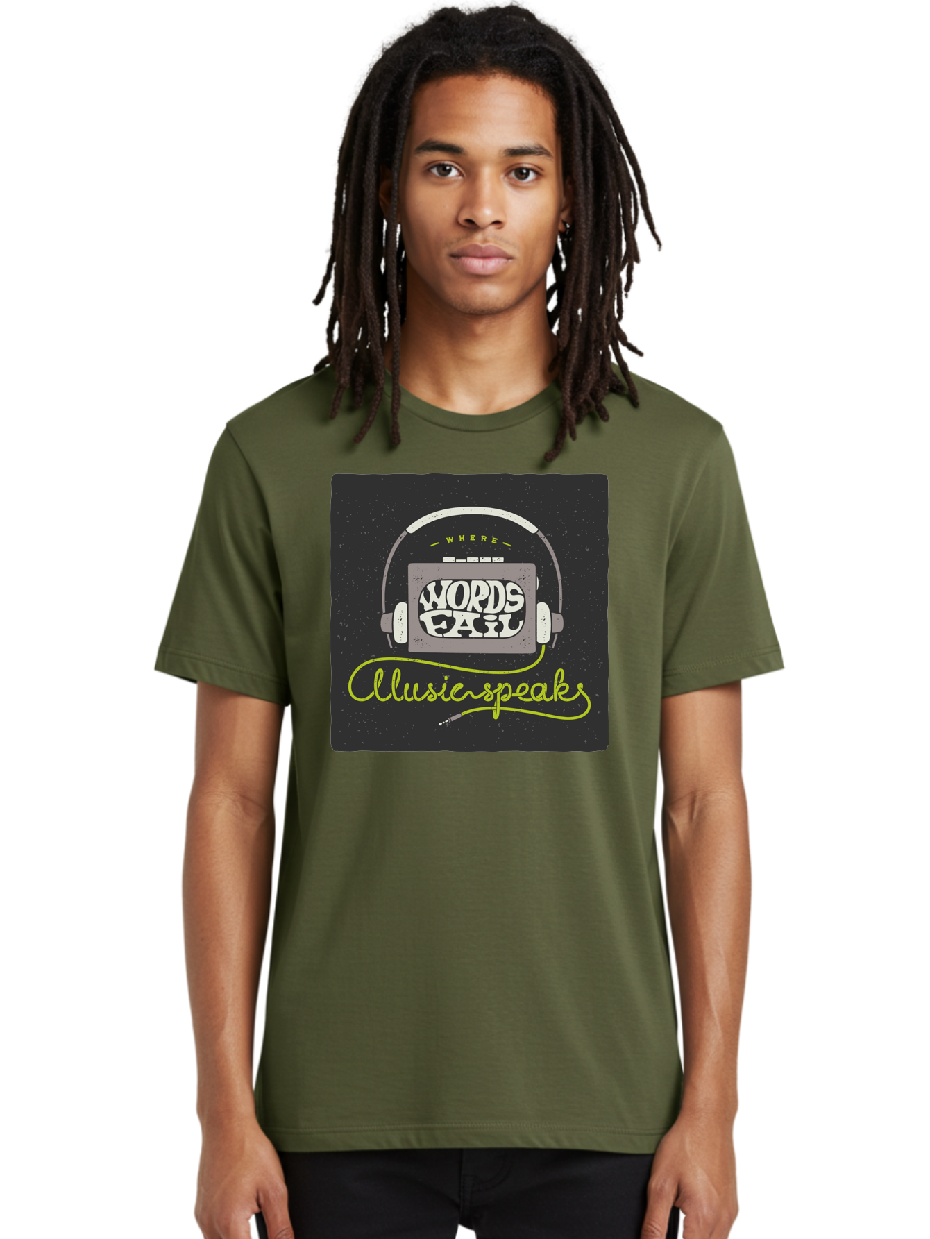 Where-Words-Fail-Music-Speaks Men'S Graphic Tee, 100% Cotton, Comfortable Casual Summer Wear, Machine Washable, Music Inspiration, Emotional Expression, Creative Quotes, Motivational Phrases, Where Words Fail Music Speaks, Aac441