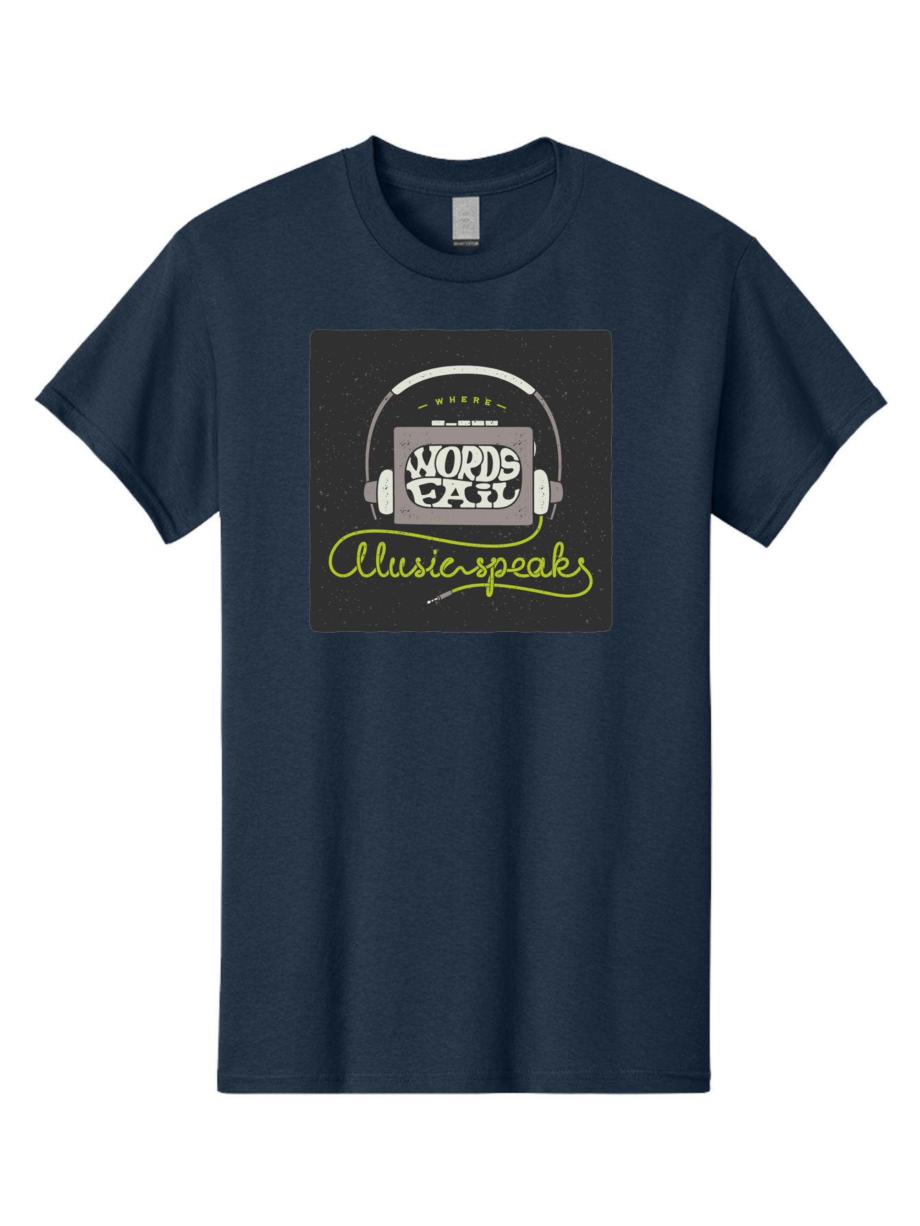 Where-Words-Fail-Music-Speaks Men'S Graphic Tee, 100% Cotton, Comfortable Casual Summer Wear, Machine Washable, Music Inspiration, Emotional Expression, Creative Quotes, Motivational Phrases, Where Words Fail Music Speaks, Aac441