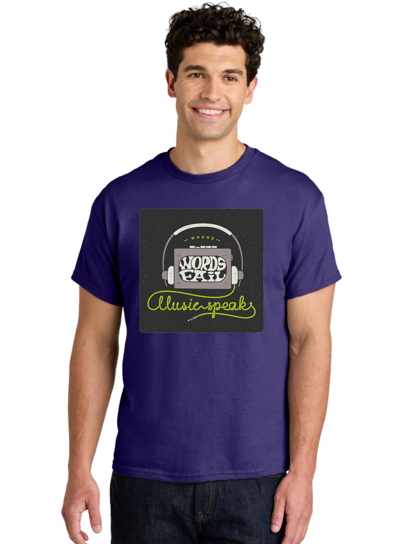 Where-Words-Fail-Music-Speaks Men'S Graphic Tee, 100% Cotton, Comfortable Casual Summer Wear, Machine Washable, Music Inspiration, Emotional Expression, Creative Quotes, Motivational Phrases, Where Words Fail Music Speaks, Aac441
