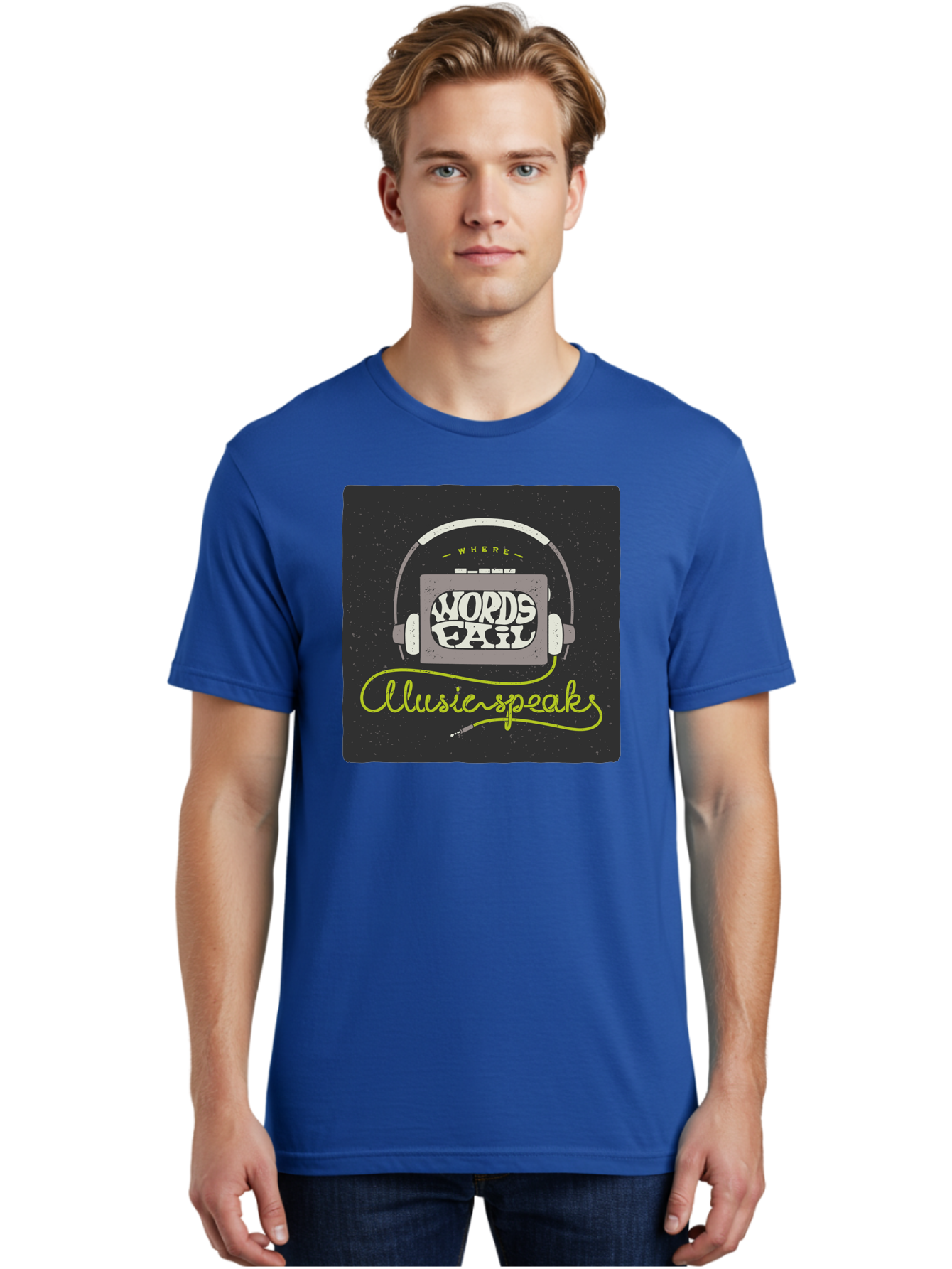 Where-Words-Fail-Music-Speaks Men'S Graphic Tee, 100% Cotton, Comfortable Casual Summer Wear, Machine Washable, Music Inspiration, Emotional Expression, Creative Quotes, Motivational Phrases, Where Words Fail Music Speaks, Aac441