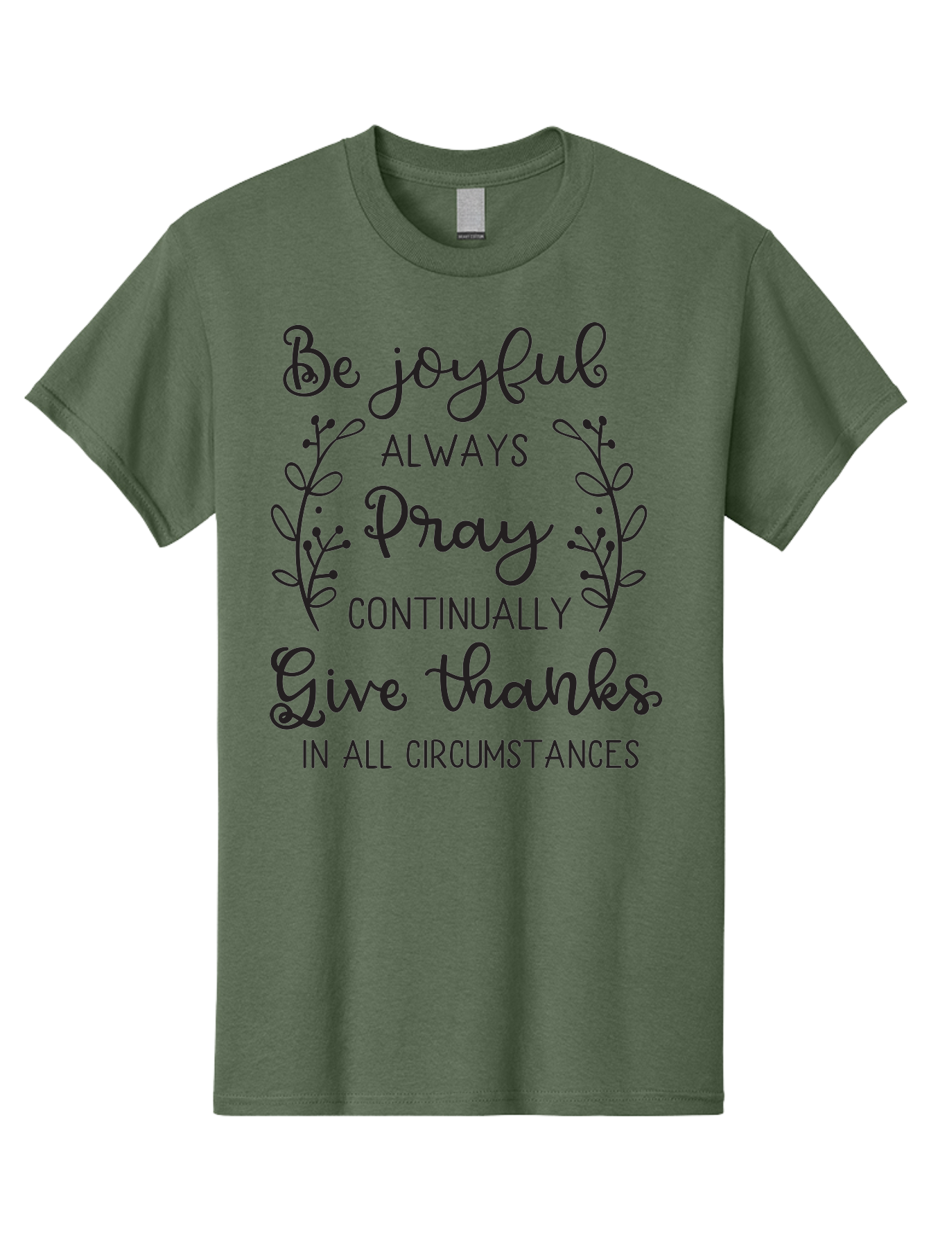 1-Thessalonians-5-16-18 Men'S Graphic Tee, 100% Cotton, Comfortable Casual Summer Wear, Machine Washable, Inspirational Quote, Motivational Words, Be Joyful, Pray Continually, Give Thanks, Positive Message, Uplifting Phrase, Faith-Based, Aac443