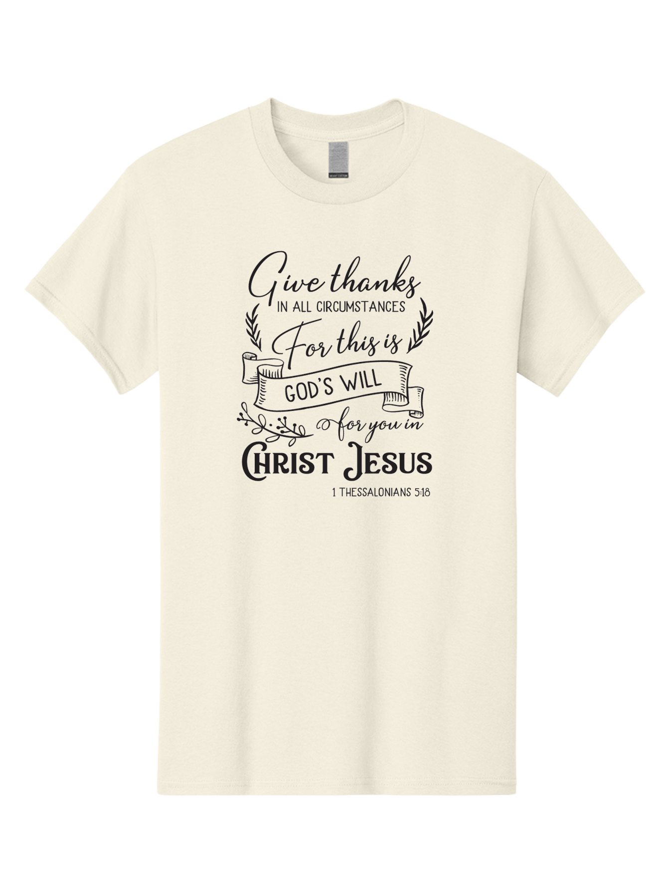 1-Thessalonians-5-18 Men'S Graphic Tee, 100% Cotton, Comfortable Casual Summer Wear, Machine Washable, Give Thanks In All Circumstances, God'S Will For You In Christ Jesus, Inspirational Bible Verse, 1 Thessalonians 5:18, Aac444