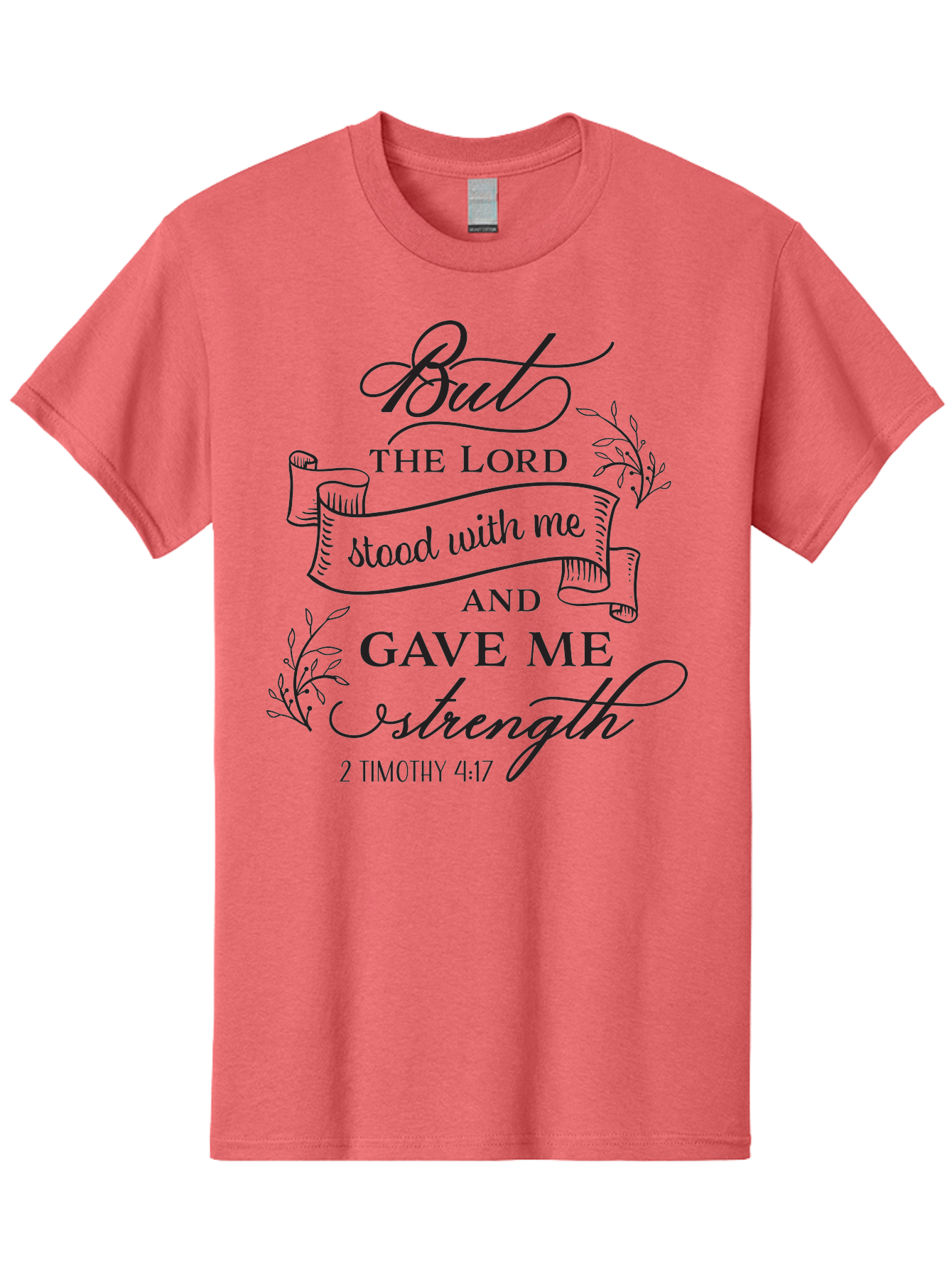 2-Timothy-4-17 Men'S Graphic Tee, 100% Cotton, Comfortable Casual Summer Wear, Machine Washable, Inspirational Quote, Bible Verse, 2 Timothy 4:17, Faith, Motivation, Scripture, Spiritual Guidance, Lord'S Strength, Perseverance Aac445