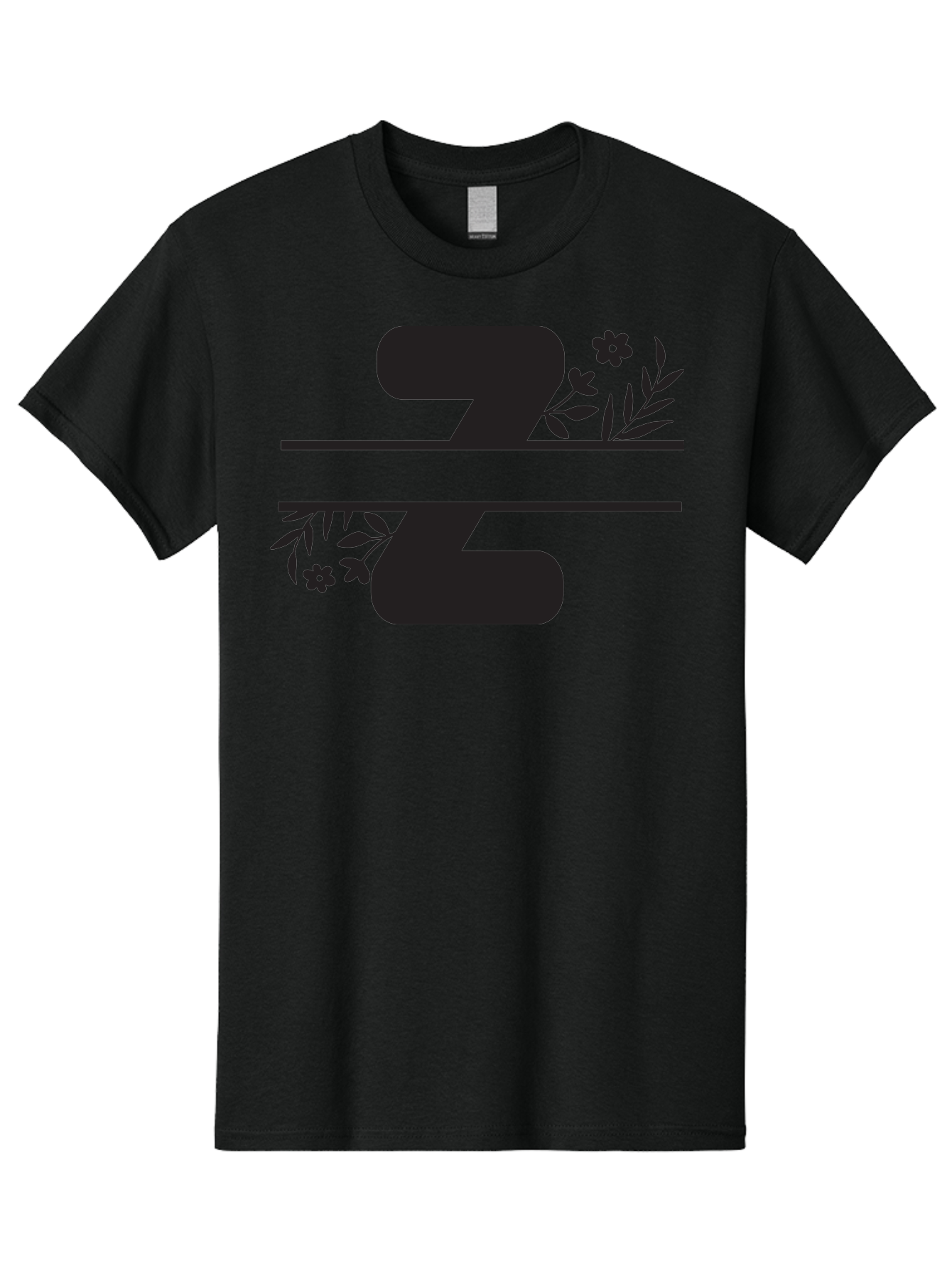 33 Men'S Graphic Tee, 100% Cotton, Comfortable Casual Summer Wear, Machine Washable, Number 33, Floral Design, Leafy Patterns, Flower Motifs, Elegant Typography, Decorative Elements, Black And Green Color Scheme Aac446