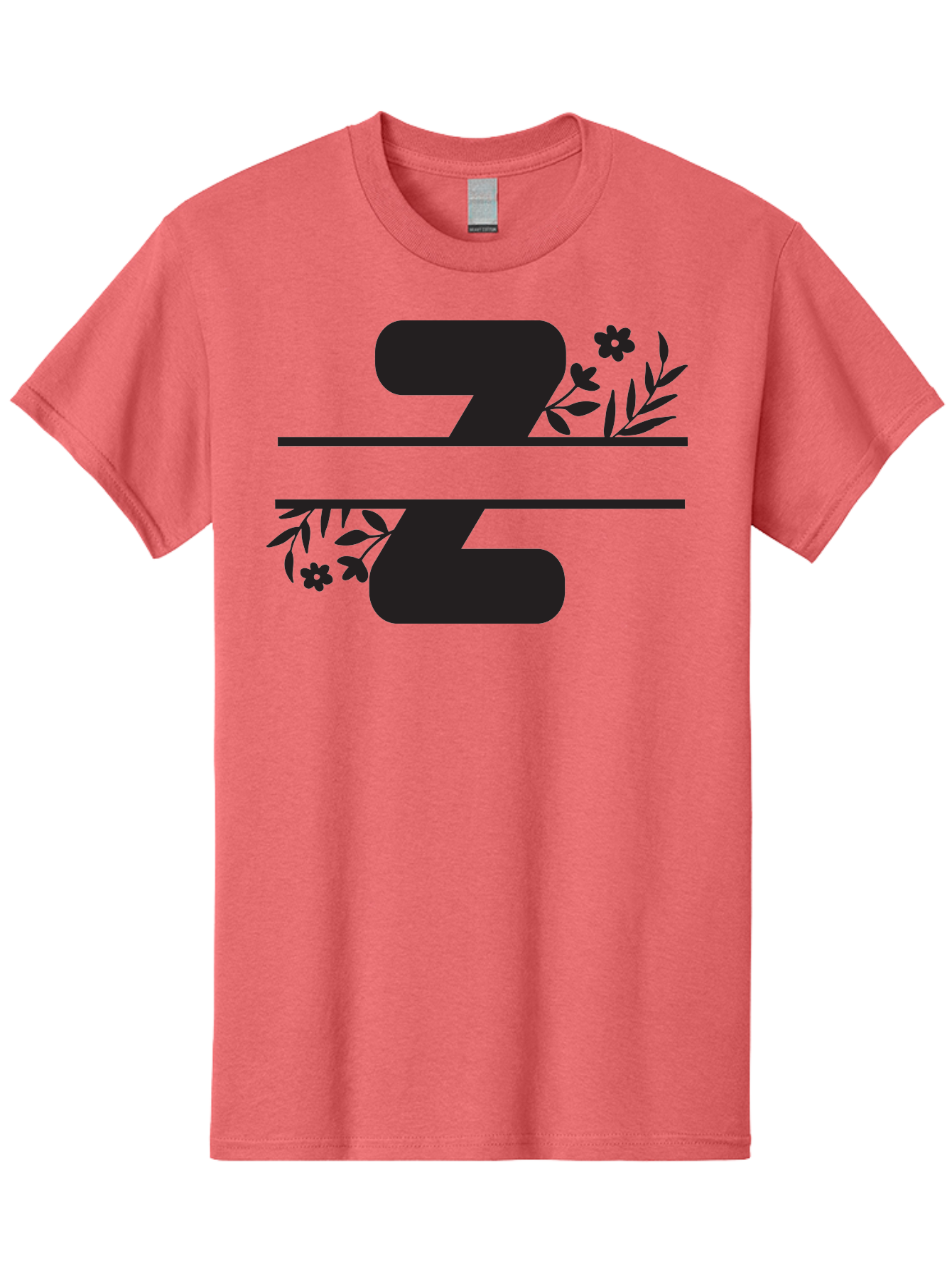 33 Men'S Graphic Tee, 100% Cotton, Comfortable Casual Summer Wear, Machine Washable, Number 33, Floral Design, Leafy Patterns, Flower Motifs, Elegant Typography, Decorative Elements, Black And Green Color Scheme Aac446