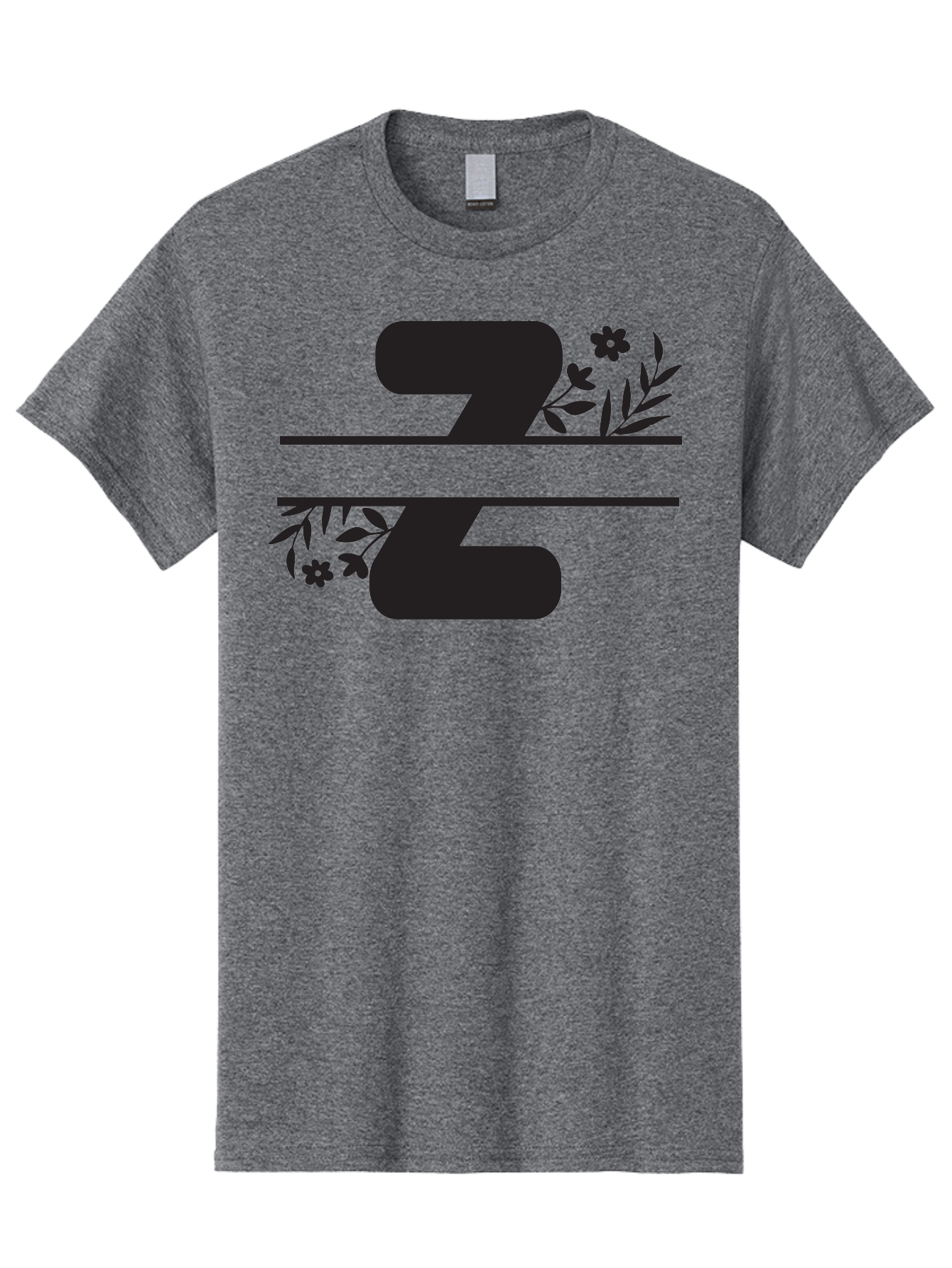 33 Men'S Graphic Tee, 100% Cotton, Comfortable Casual Summer Wear, Machine Washable, Number 33, Floral Design, Leafy Patterns, Flower Motifs, Elegant Typography, Decorative Elements, Black And Green Color Scheme Aac446