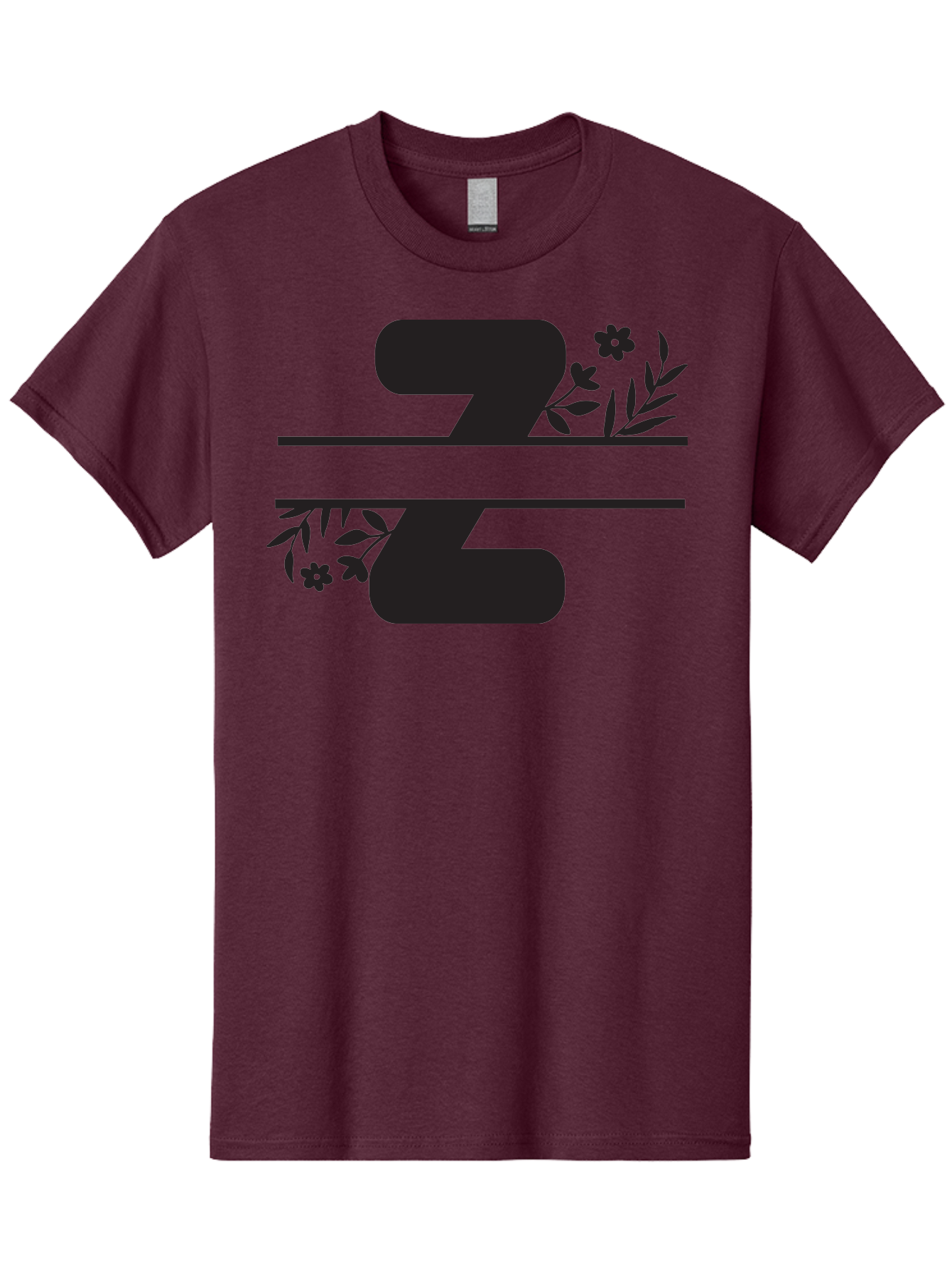 33 Men'S Graphic Tee, 100% Cotton, Comfortable Casual Summer Wear, Machine Washable, Number 33, Floral Design, Leafy Patterns, Flower Motifs, Elegant Typography, Decorative Elements, Black And Green Color Scheme Aac446