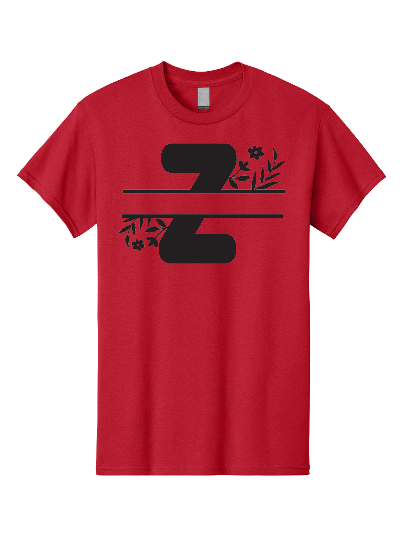 33 Men'S Graphic Tee, 100% Cotton, Comfortable Casual Summer Wear, Machine Washable, Number 33, Floral Design, Leafy Patterns, Flower Motifs, Elegant Typography, Decorative Elements, Black And Green Color Scheme Aac446