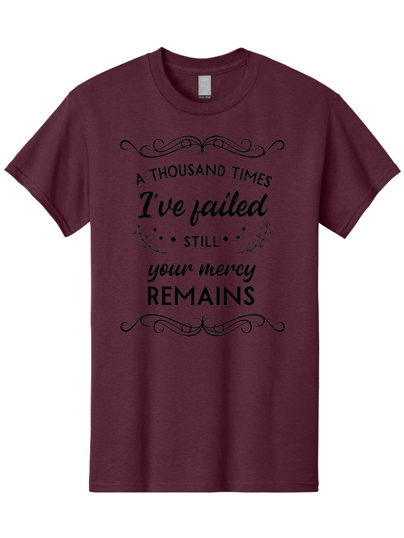 A-Thousand-Times-I-Ve-Failed Men'S Graphic Tee, 100% Cotton, Comfortable Casual Summer Wear, Machine Washable, Inspirational Quote, Motivational Phrase, Faith-Based Message, Perseverance, Hope, Resilience, Forgiveness, Divine Mercy Aac447