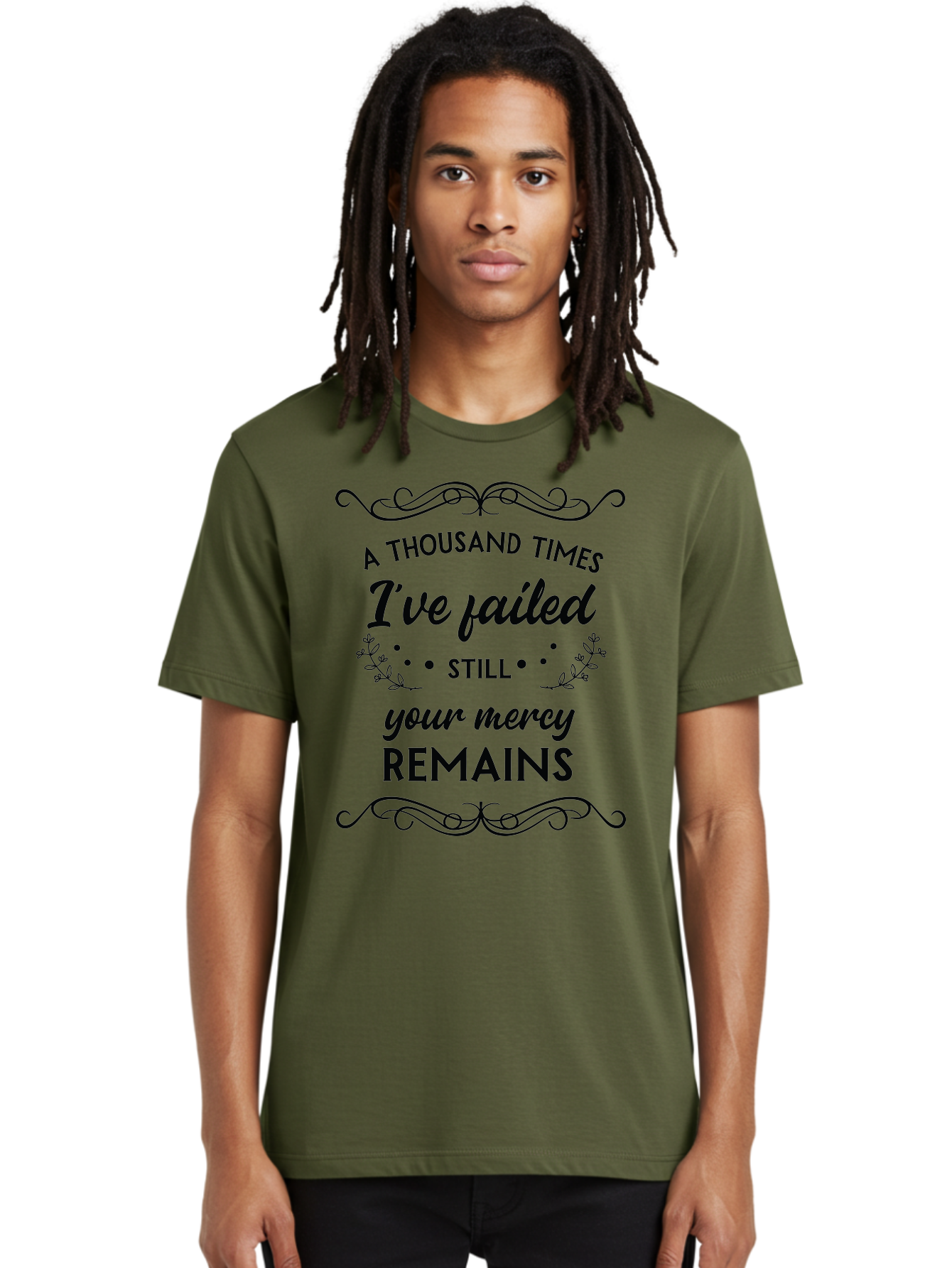 A-Thousand-Times-I-Ve-Failed Men'S Graphic Tee, 100% Cotton, Comfortable Casual Summer Wear, Machine Washable, Inspirational Quote, Motivational Phrase, Faith-Based Message, Perseverance, Hope, Resilience, Forgiveness, Divine Mercy Aac447