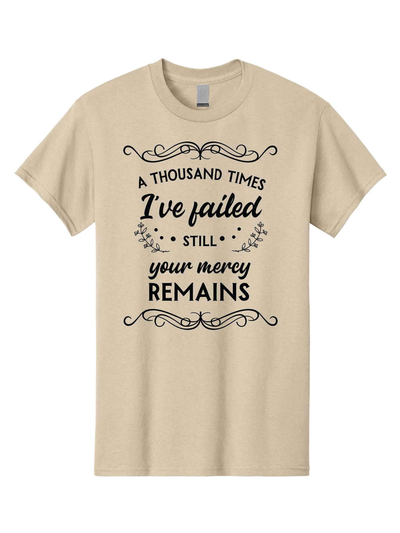 A-Thousand-Times-I-Ve-Failed Men'S Graphic Tee, 100% Cotton, Comfortable Casual Summer Wear, Machine Washable, Inspirational Quote, Motivational Phrase, Faith-Based Message, Perseverance, Hope, Resilience, Forgiveness, Divine Mercy Aac447