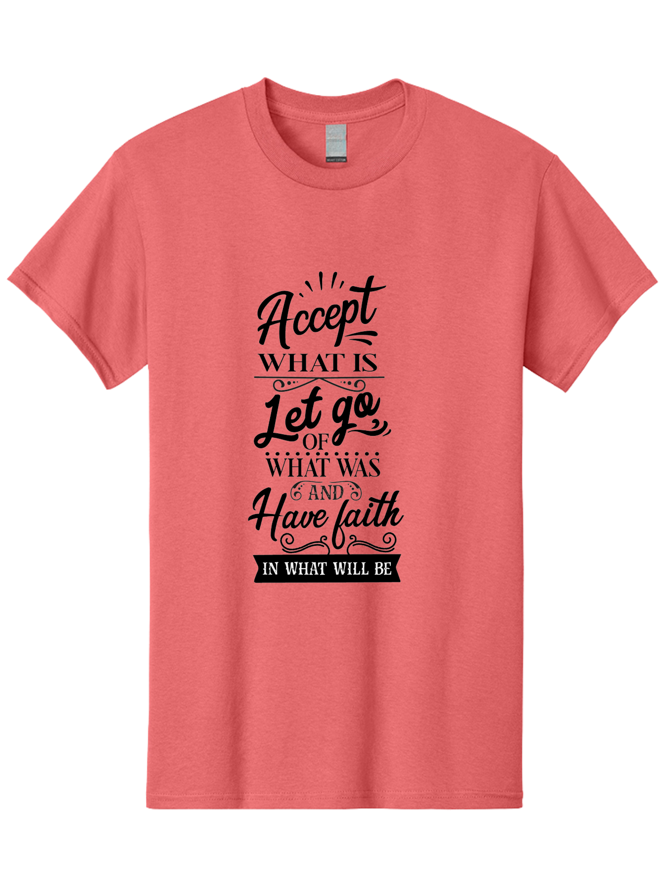 Accept-What-Is Men'S Graphic Tee, 100% Cotton, Comfortable Casual Summer Wear, Machine Washable, Inspirational Quote, Motivational Words, Positive Affirmation, Let Go And Have Faith, Self-Empowerment, Inner Strength, Personal Growth, Accept, Aac450