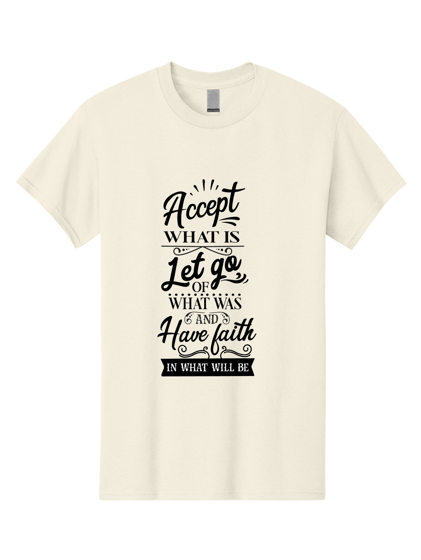 Accept-What-Is Men'S Graphic Tee, 100% Cotton, Comfortable Casual Summer Wear, Machine Washable, Inspirational Quote, Motivational Words, Positive Affirmation, Let Go And Have Faith, Self-Empowerment, Inner Strength, Personal Growth, Accept, Aac450