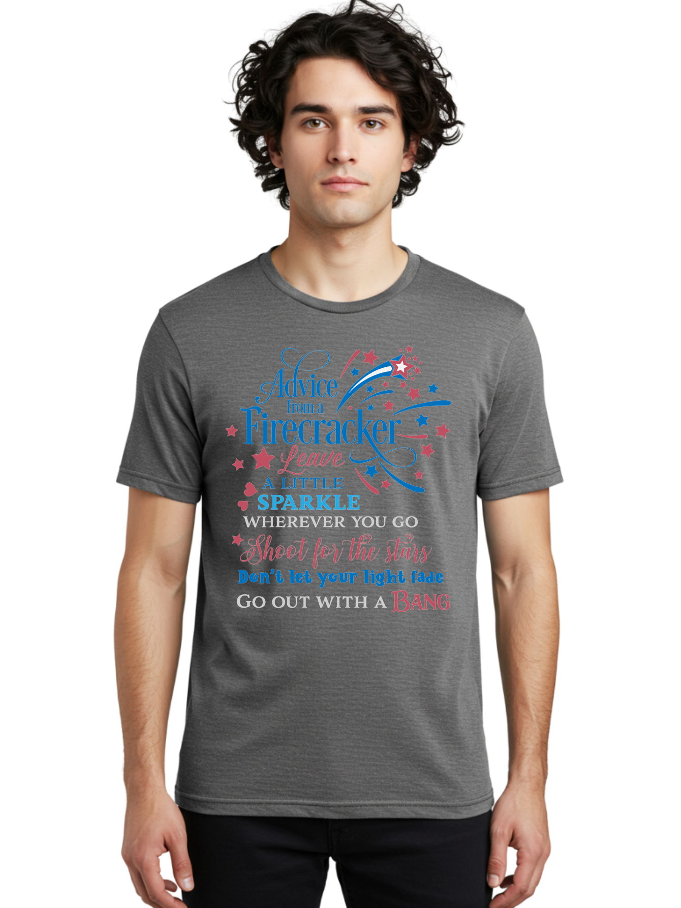 Advice-From-Firecracker Men'S Graphic Tee, 100% Cotton, Comfortable Casual Summer Wear, Machine Washable, Inspirational Quotes, Motivational Words, Positive Affirmations, Sparkle, Firecracker Advice, Life Guidance, Motivational Phrases, Aac452