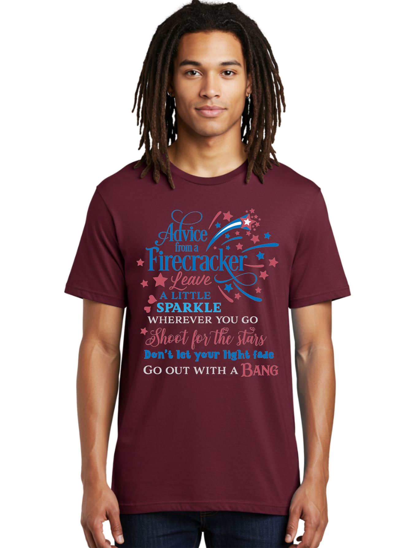 Advice-From-Firecracker Men'S Graphic Tee, 100% Cotton, Comfortable Casual Summer Wear, Machine Washable, Inspirational Quotes, Motivational Words, Positive Affirmations, Sparkle, Firecracker Advice, Life Guidance, Motivational Phrases, Aac452