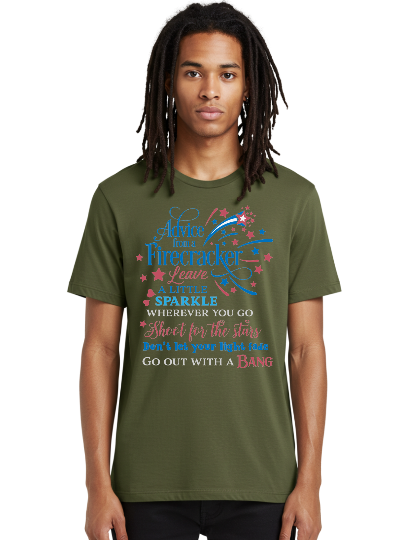 Advice-From-Firecracker Men'S Graphic Tee, 100% Cotton, Comfortable Casual Summer Wear, Machine Washable, Inspirational Quotes, Motivational Words, Positive Affirmations, Sparkle, Firecracker Advice, Life Guidance, Motivational Phrases, Aac452