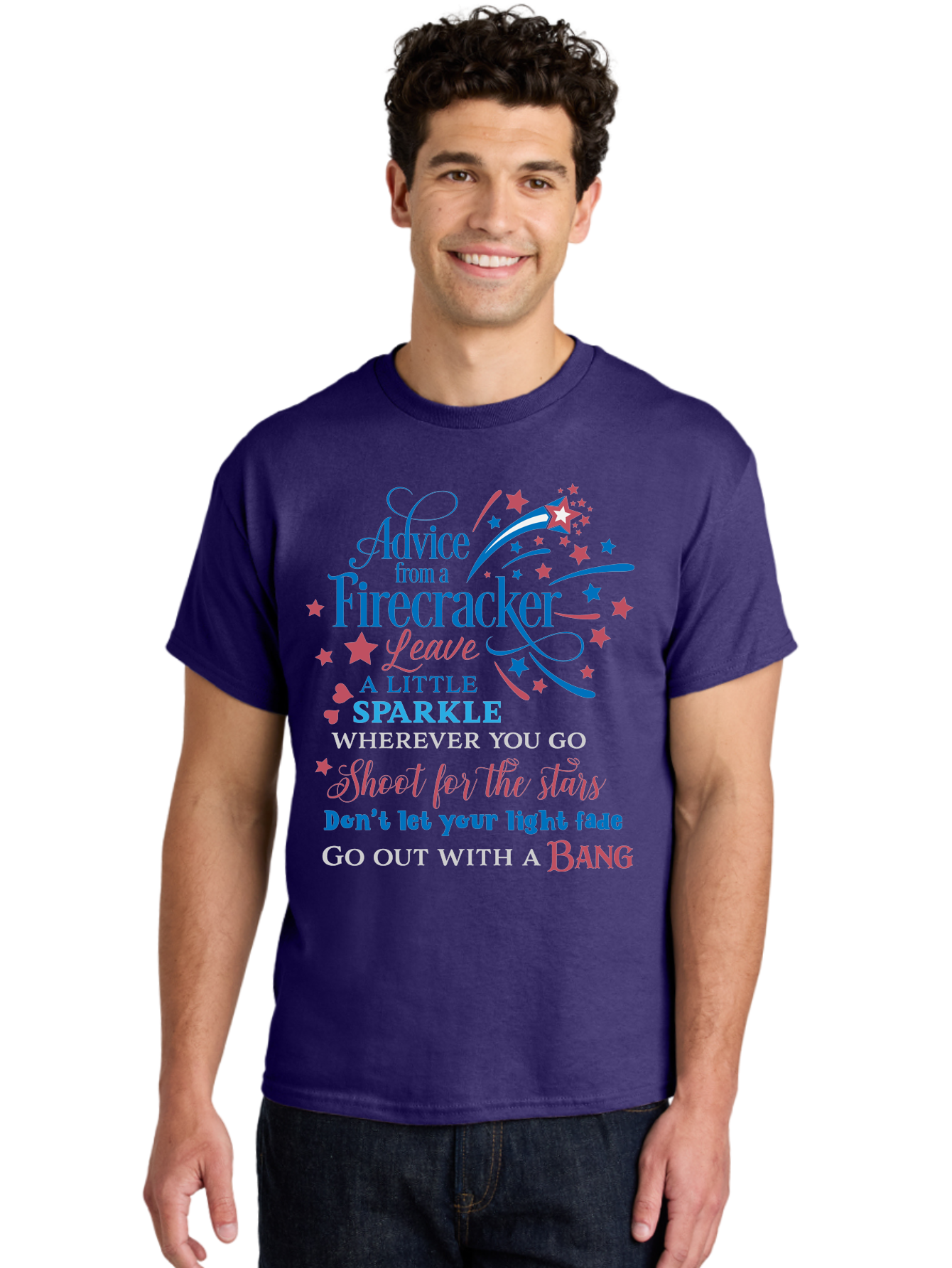 Advice-From-Firecracker Men'S Graphic Tee, 100% Cotton, Comfortable Casual Summer Wear, Machine Washable, Inspirational Quotes, Motivational Words, Positive Affirmations, Sparkle, Firecracker Advice, Life Guidance, Motivational Phrases, Aac452